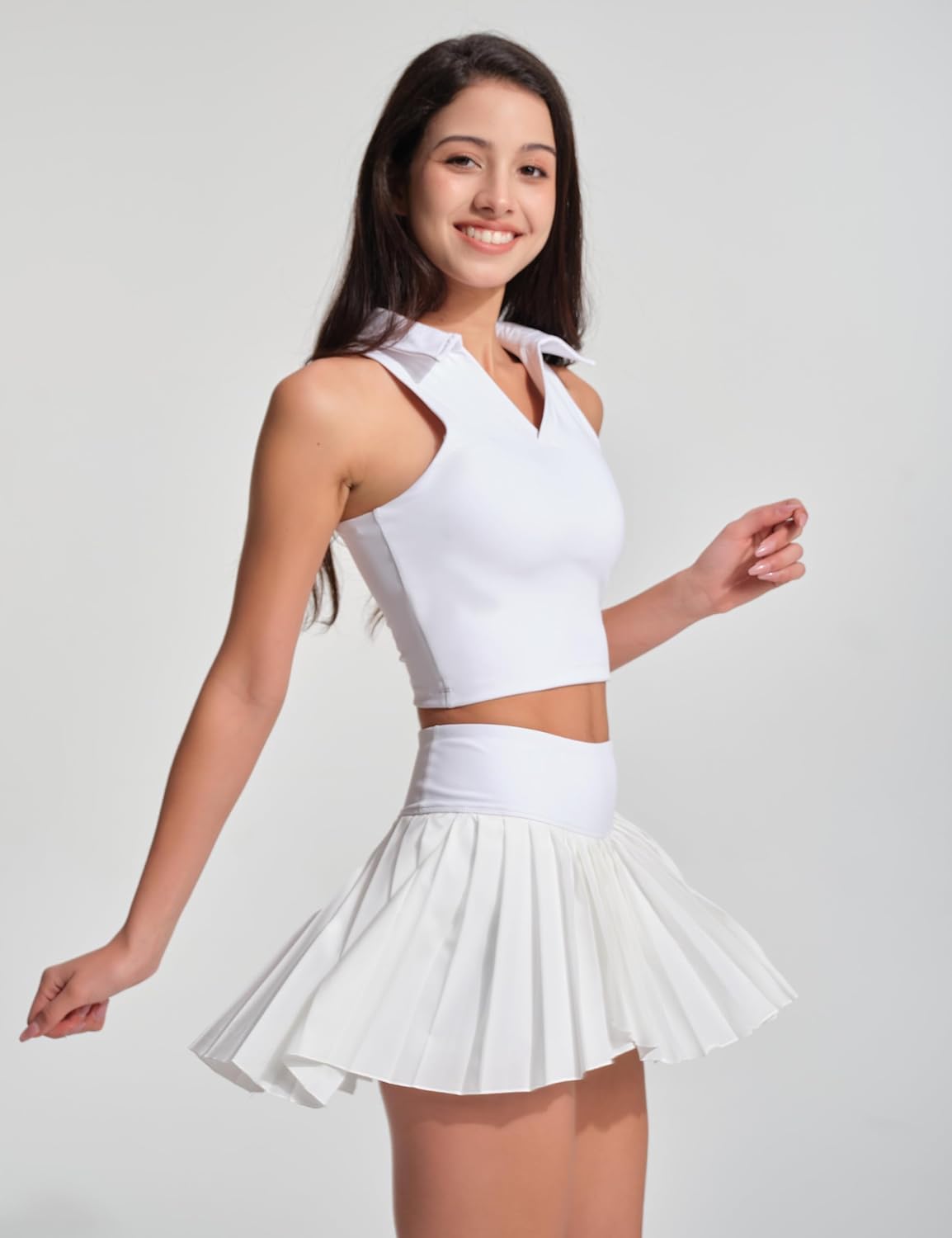 Women's Collared Sleeveless Tennis Tank Cropped Golf Polo
