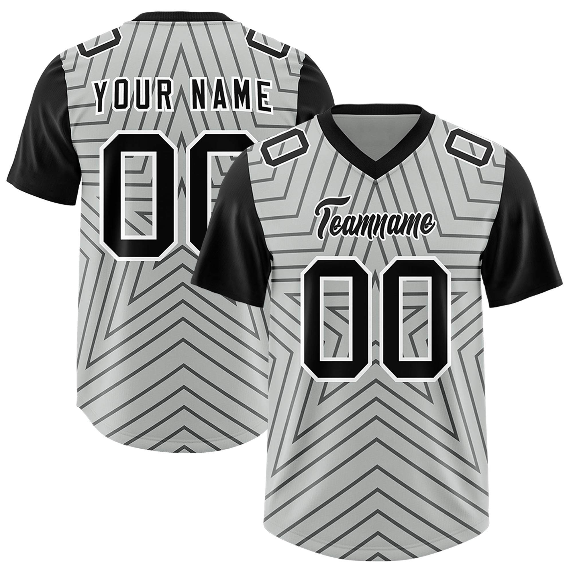 Individuell personalisiertes, authentisches Fußballtrikot mit Raglanärmeln und Sternenmuster