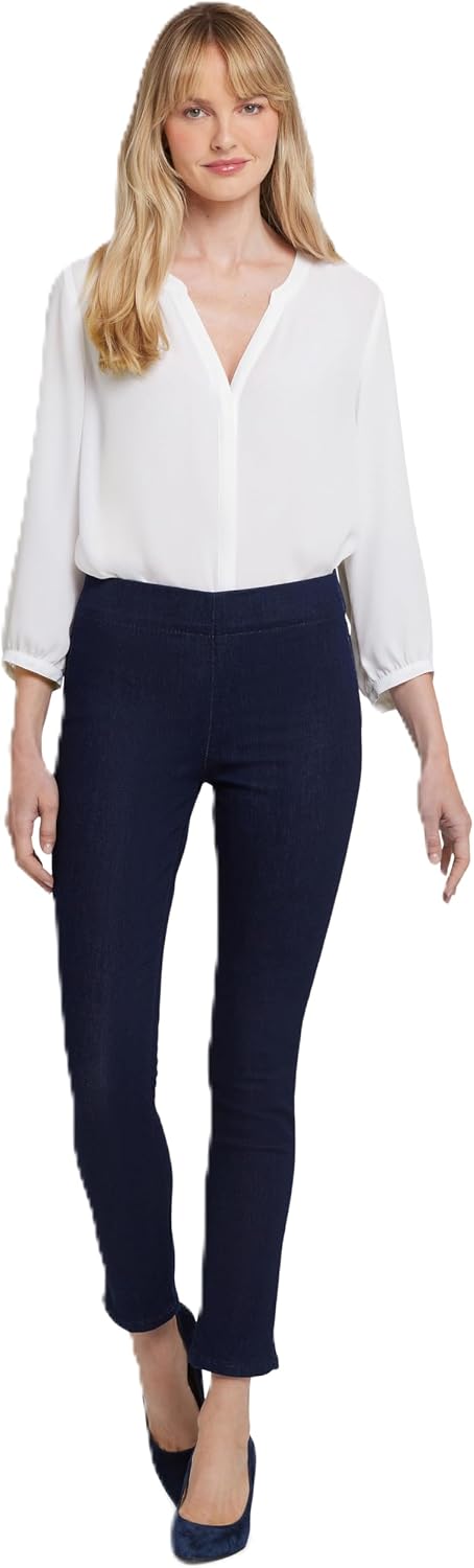 Women's Petite Pull On Skinny Ankle Jeans Dark Wash