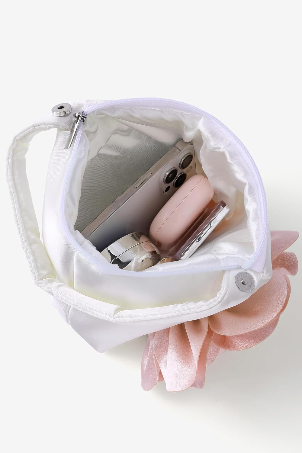 Women's Satin Flower Clutch Purse Bridal Wristlet Wedding Bag