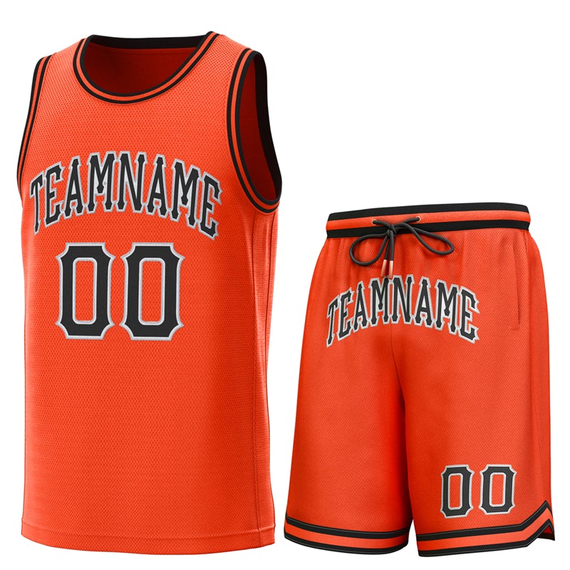 Benutzerdefiniertes Orange-Schwarz-OrangeClassic-Basketballtrikot