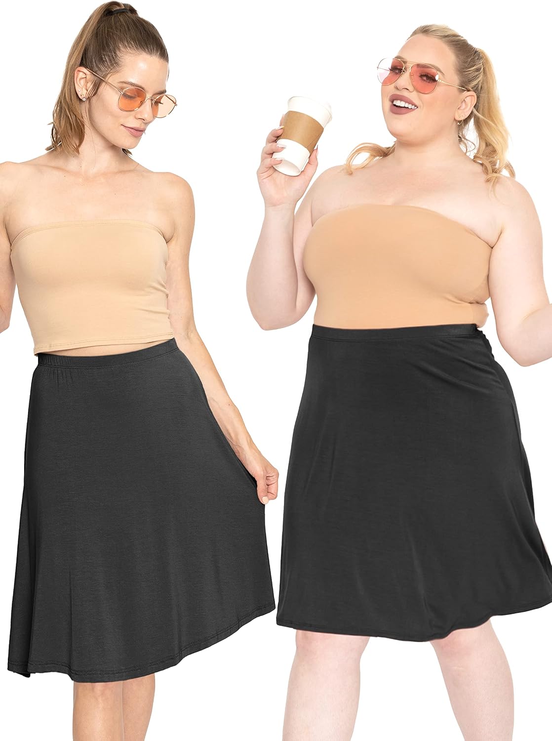 Women's Pull On A-Line Midi Skirt Elastic Waist