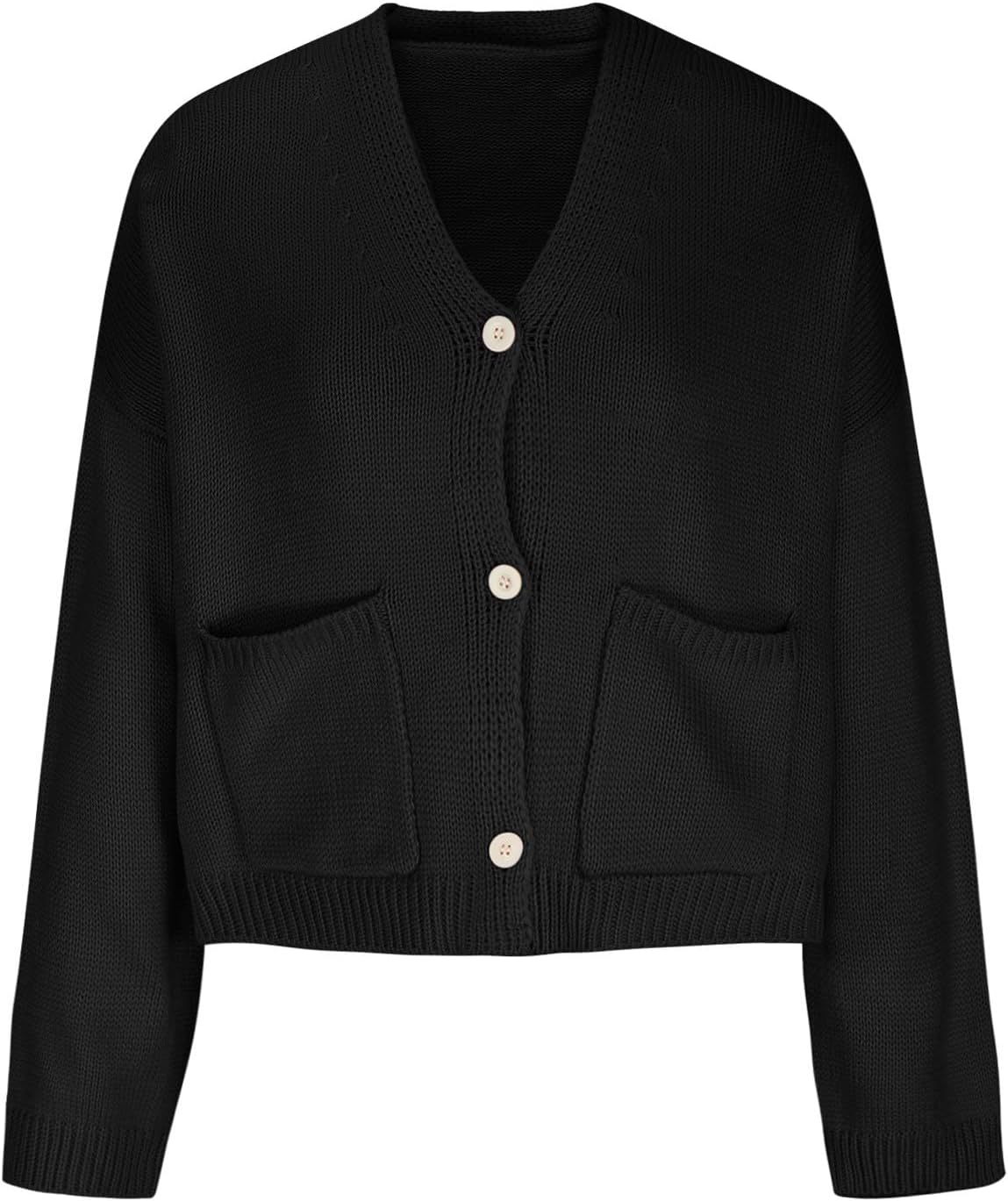 Women's Oversized Slouchy Knit Open Front Cardigan Sweaters Cropped Jackets Fall Casual Button Down Short Jacket