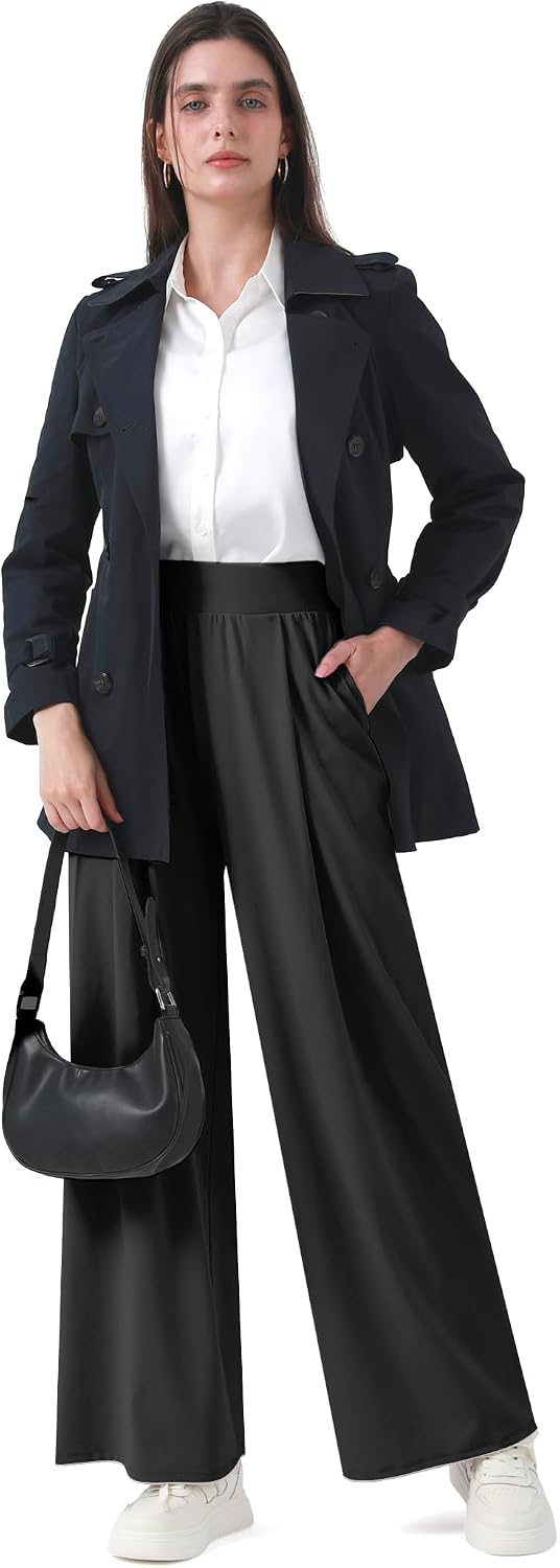 Women's Wide Leg Dress Pants High Waist Pull On