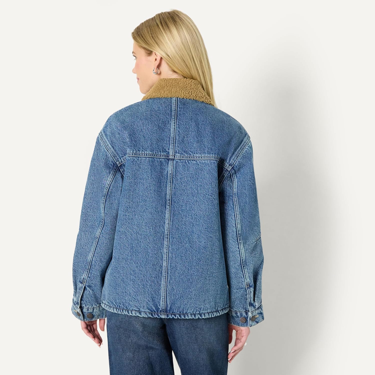 Women's Oversized Faux Shearling Trim Denim Jacket Women's Oversized Faux Shearling Trim Denim Jacket