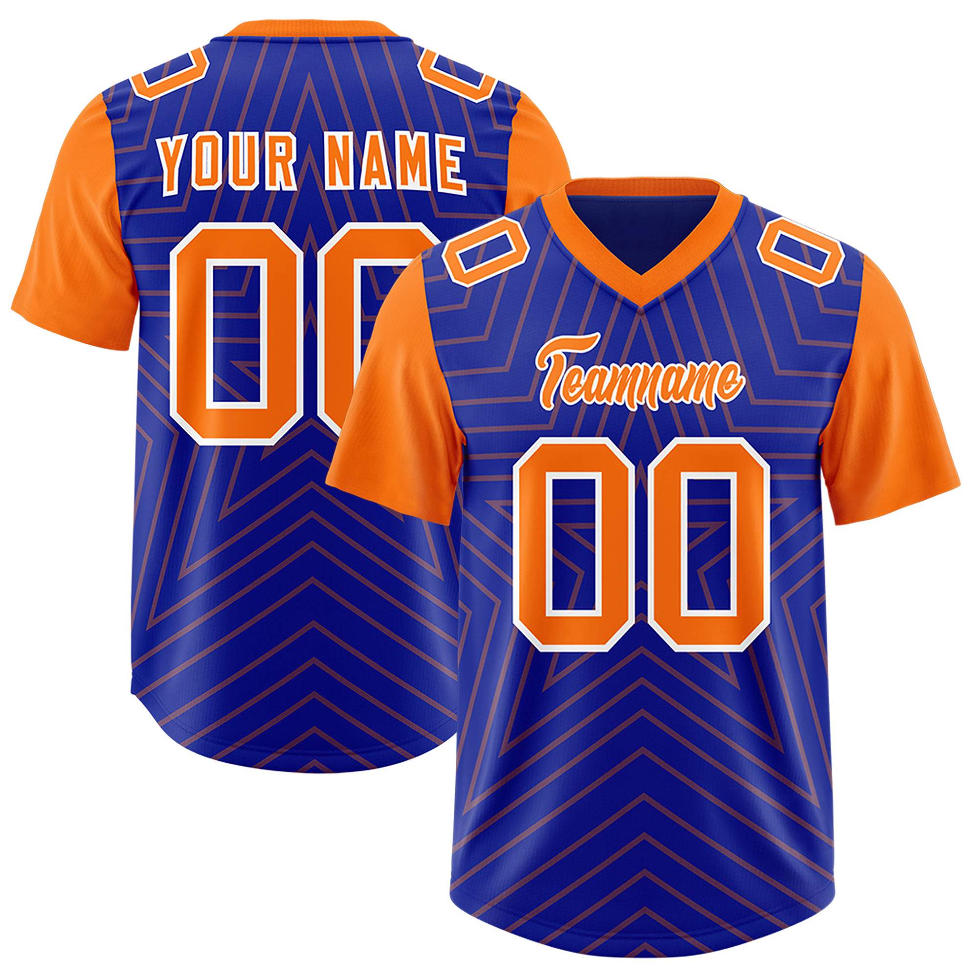 Individuell personalisiertes, authentisches Fußballtrikot mit Raglanärmeln und Sternenmuster