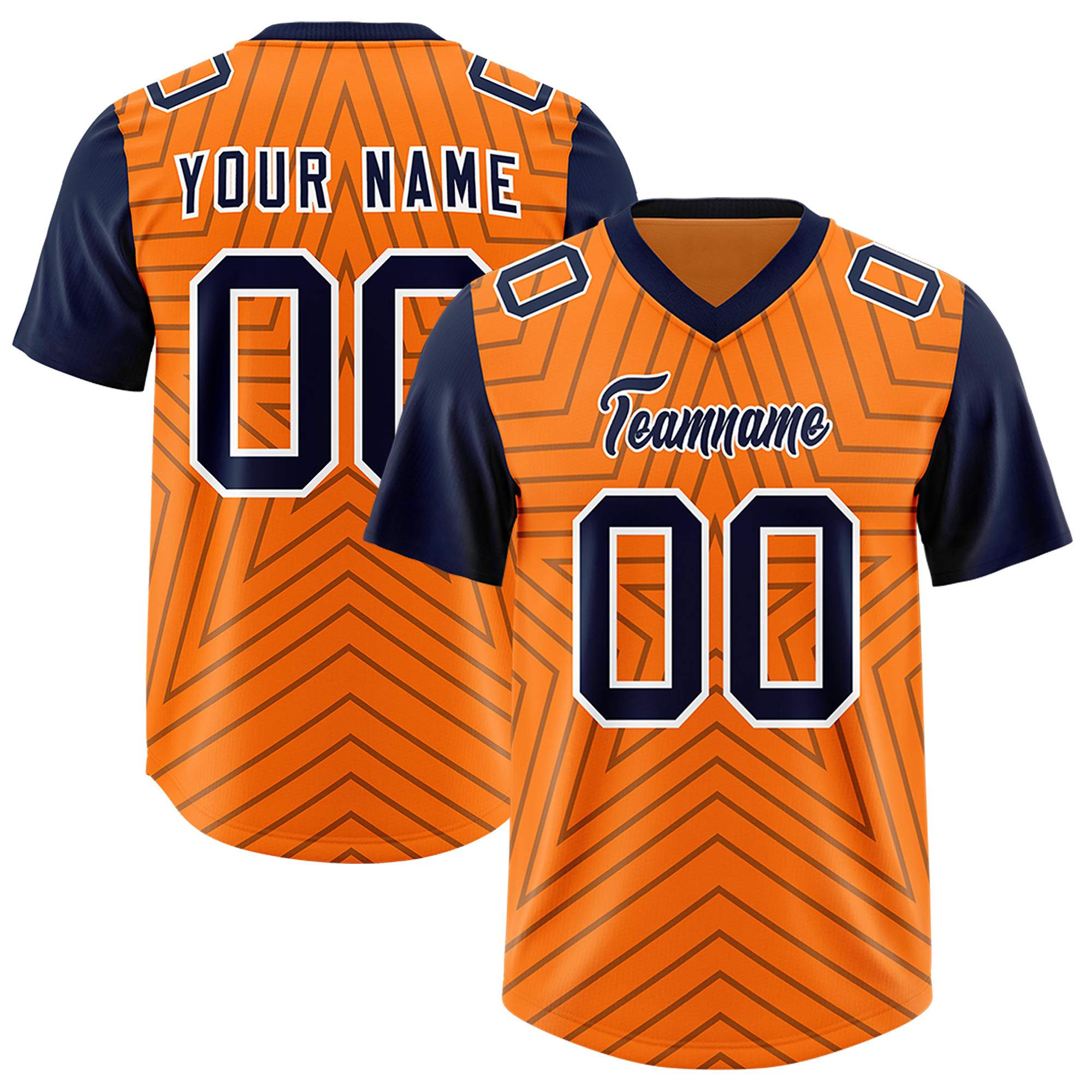 Individuell personalisiertes, authentisches Fußballtrikot mit Raglanärmeln und Sternenmuster