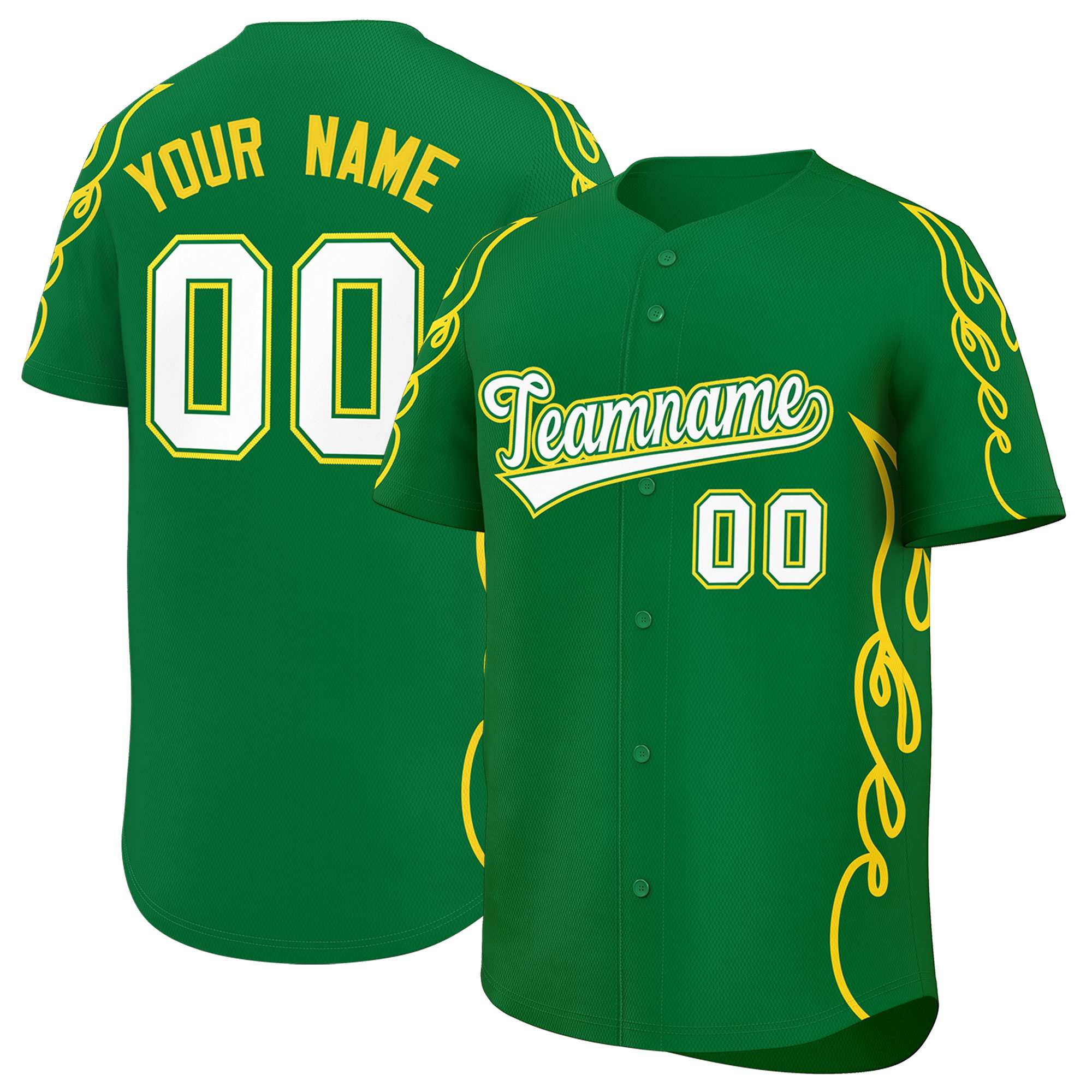 Benutzerdefiniertes Baseball-Trikot mit Seitenflammen-Umrissmuster für Sportuniformen