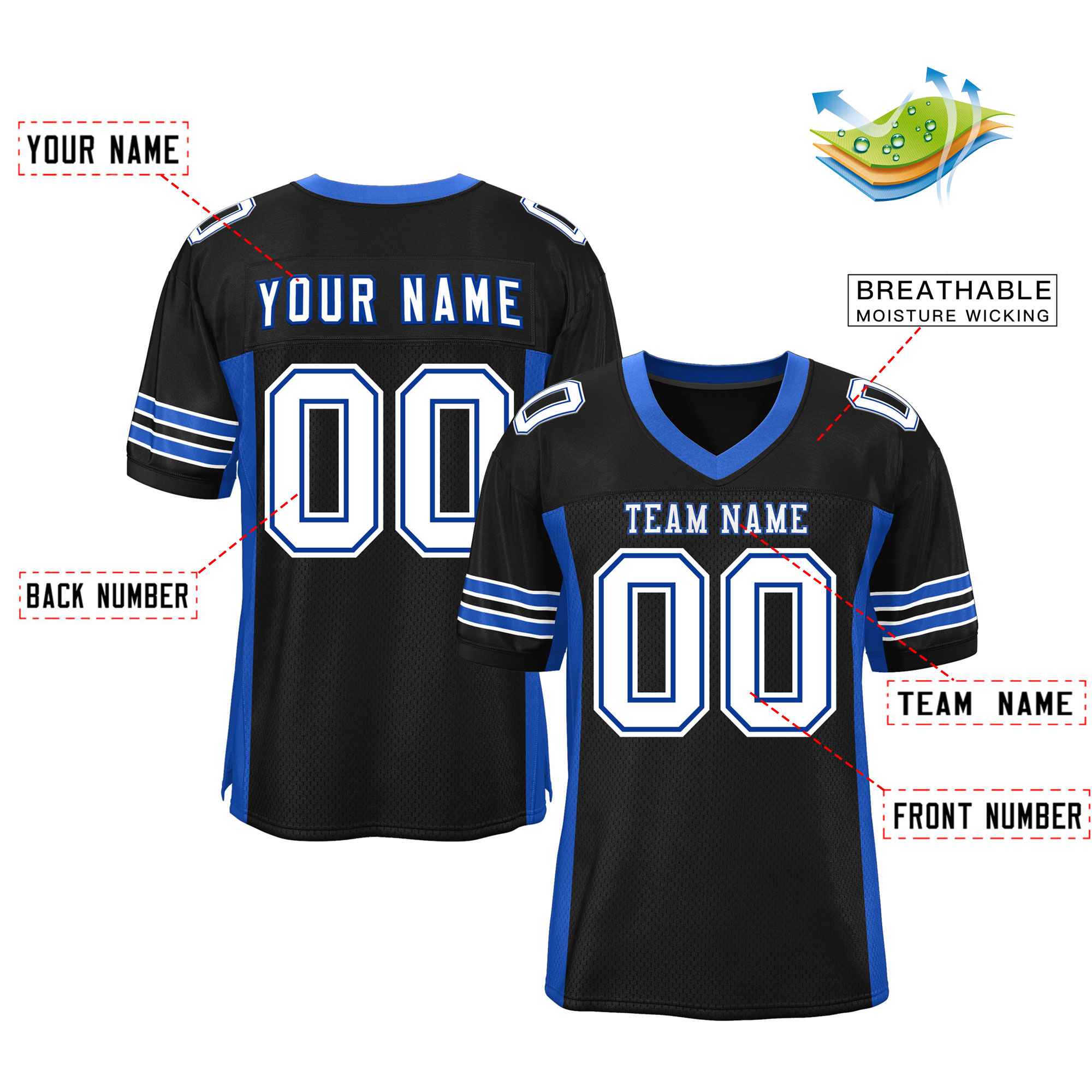 Authentisches Mesh-Fußballtrikot mit individuellem Einsatz und Farbdesign