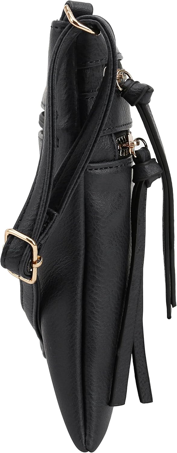 Women's Multi Zip Crossbody Bag Vegan Leather with Tassels Women's Multi Zip Crossbody Bag Vegan Leather with Tassels
