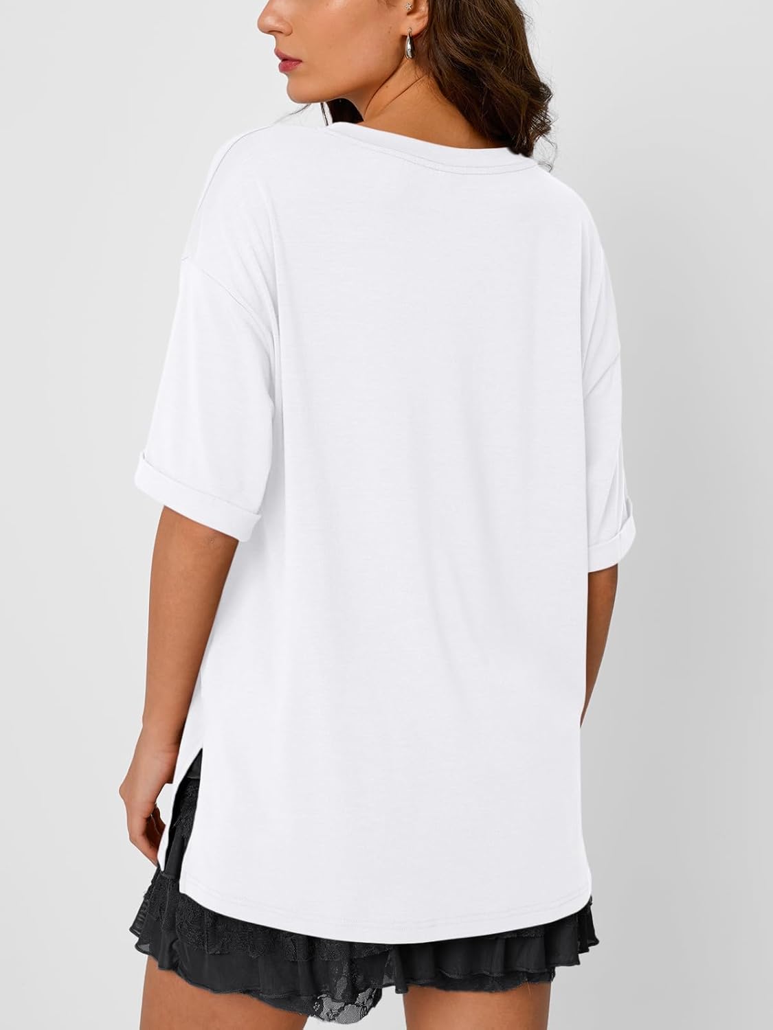 Plus Size Oversized V Neck Tshirt Breathable Workout Wear