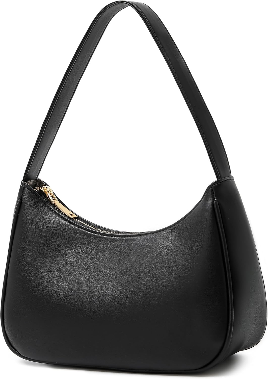 Women's Black PU Crescent Hobo Shoulder Bag