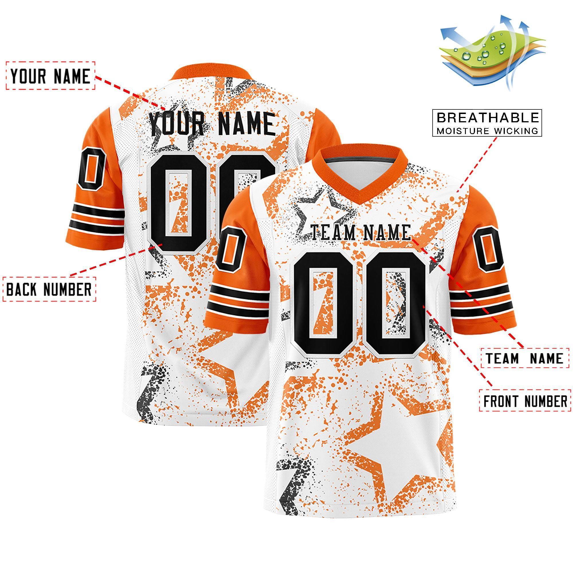Individuell personalisiertes, authentisches Fußballtrikot mit Sternmuster-Design Individuell personalisiertes, authentisches Fußballtrikot mit Sternmuster-Design