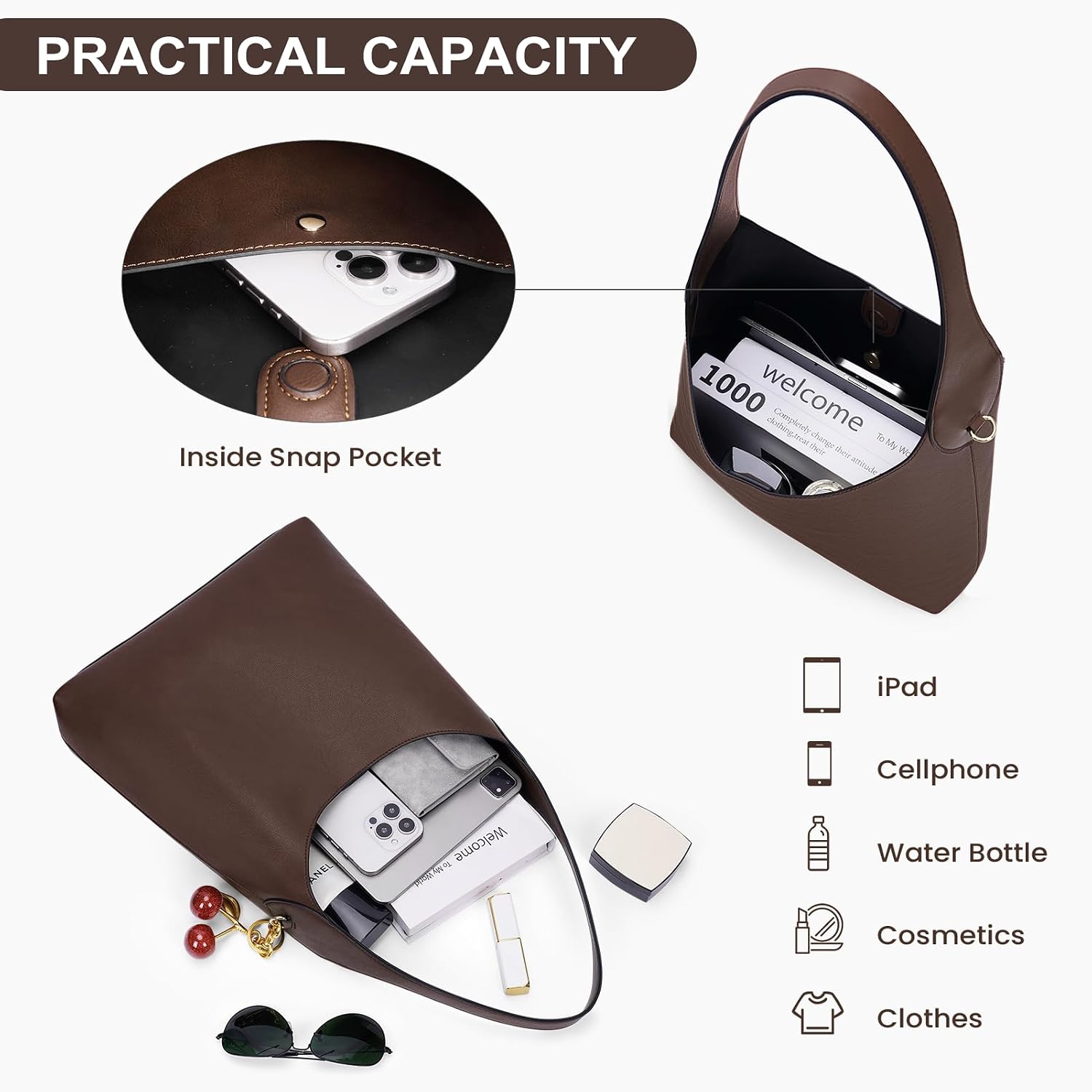 Women's Woven Tote Bag Brown Braided Handles