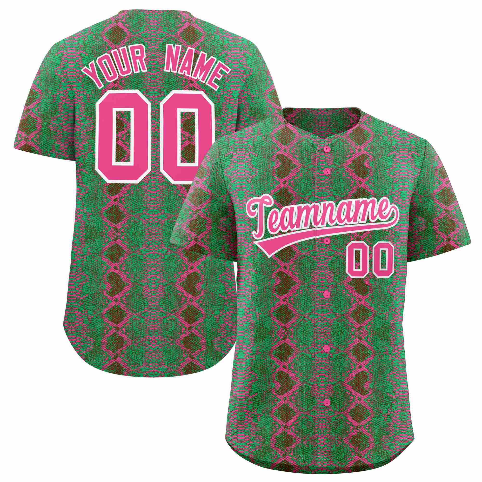 Benutzerdefiniertes authentisches Baseball-Trikot mit mehrfarbigem Schlangenledermuster