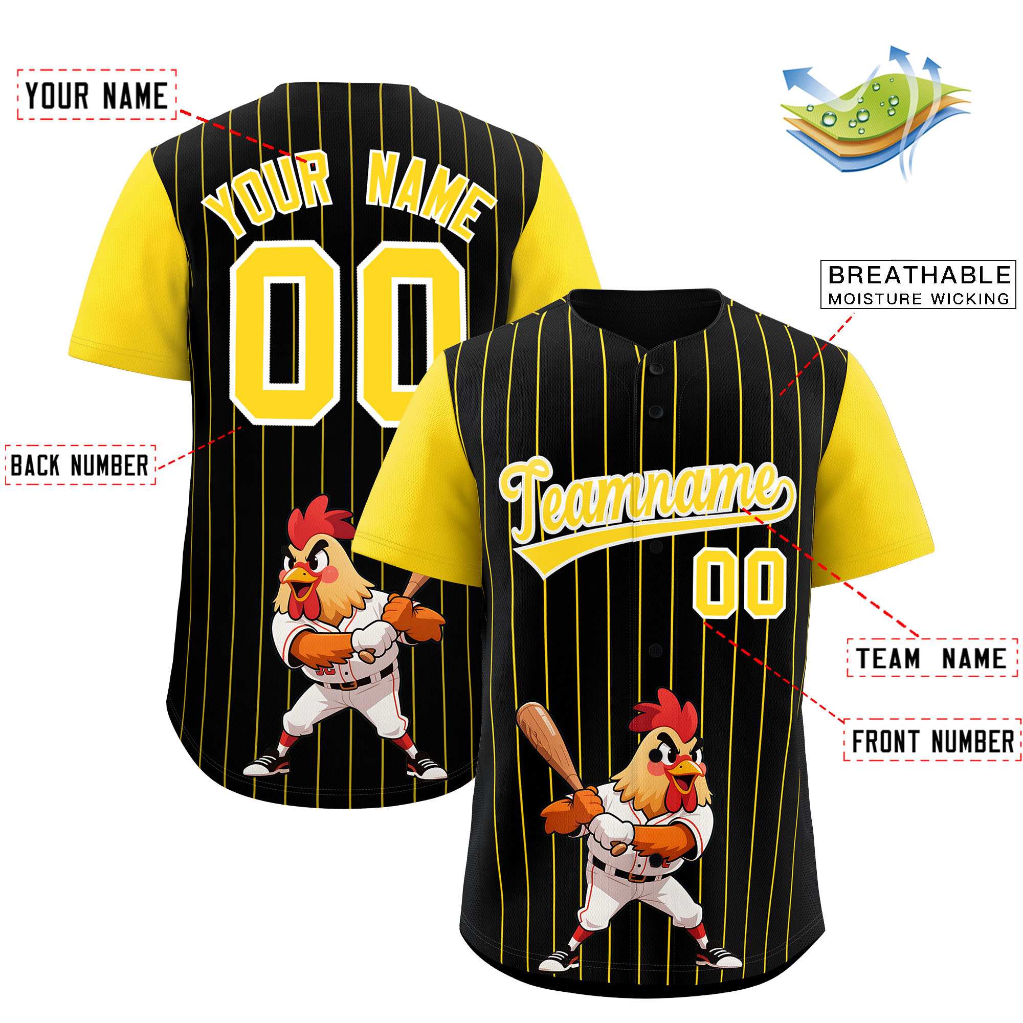 Authentisches Baseball-Trikot mit individuellem Streifen-Tiere-Graffiti-Muster, Raglanärmeln Authentisches Baseball-Trikot mit individuellem Streifen-Tiere-Graffiti-Muster, Raglanärmeln