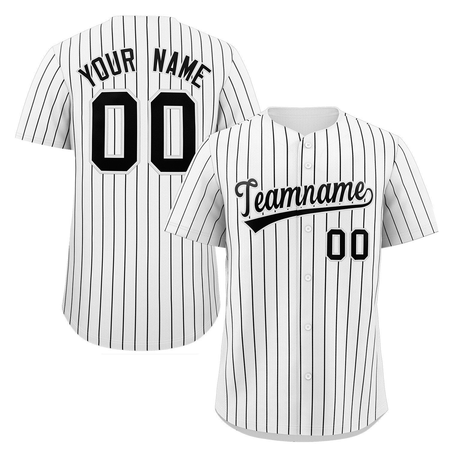 Benutzerdefiniertes Nadelstreifen-Baseball-Jersey-Button-Down-Shirt, personalisiert für Erwachsene und Jugendliche