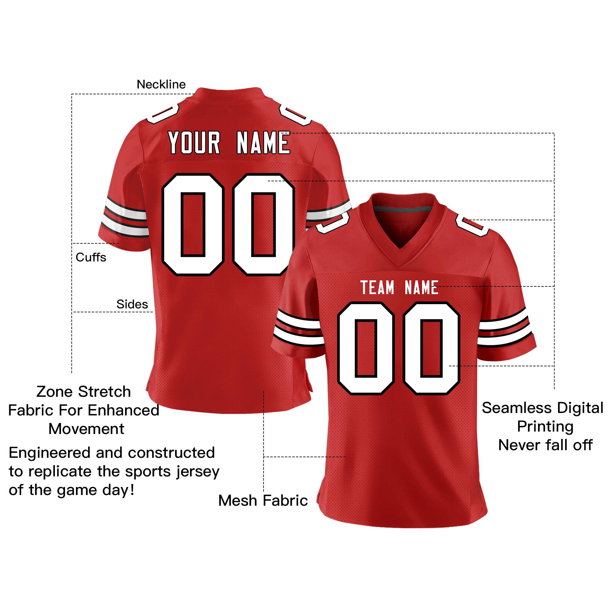 Individuell personalisiertes klassisches authentisches Mesh-Fußballtrikot