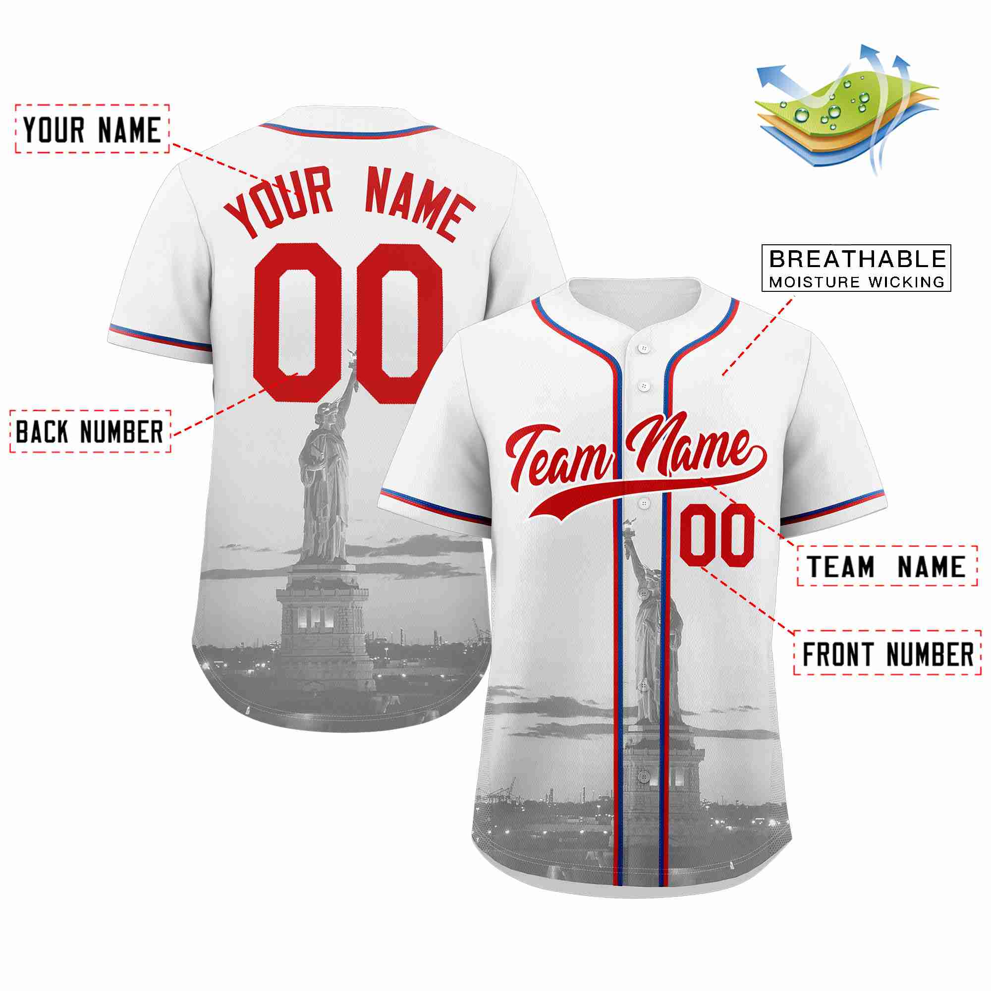 Benutzerdefiniertes New York City Skyline Baseball-Trikot