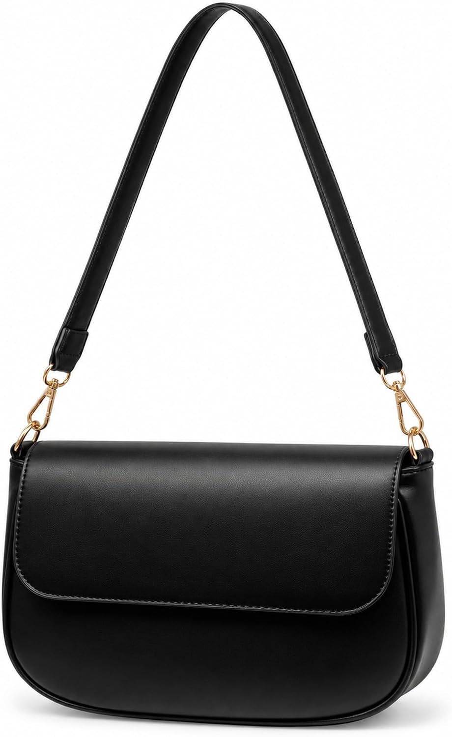 Women's Black Flap Shoulder Bag Gold Hardware
