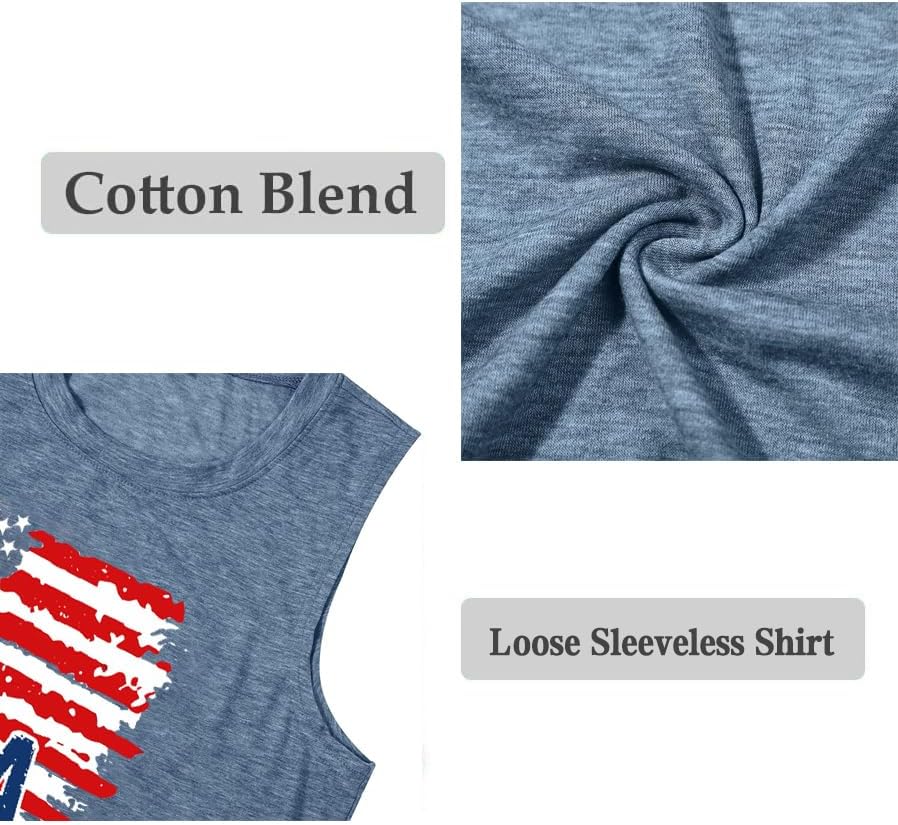 Women's USA Flag Graphic Tank Top Patriotic Sleeveless Shirt