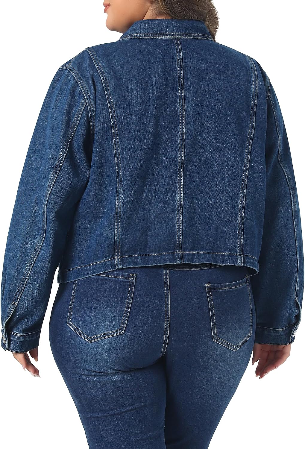 Women's Plus Size Classic Dark Blue Denim Jacket Women's Plus Size Classic Dark Blue Denim Jacket