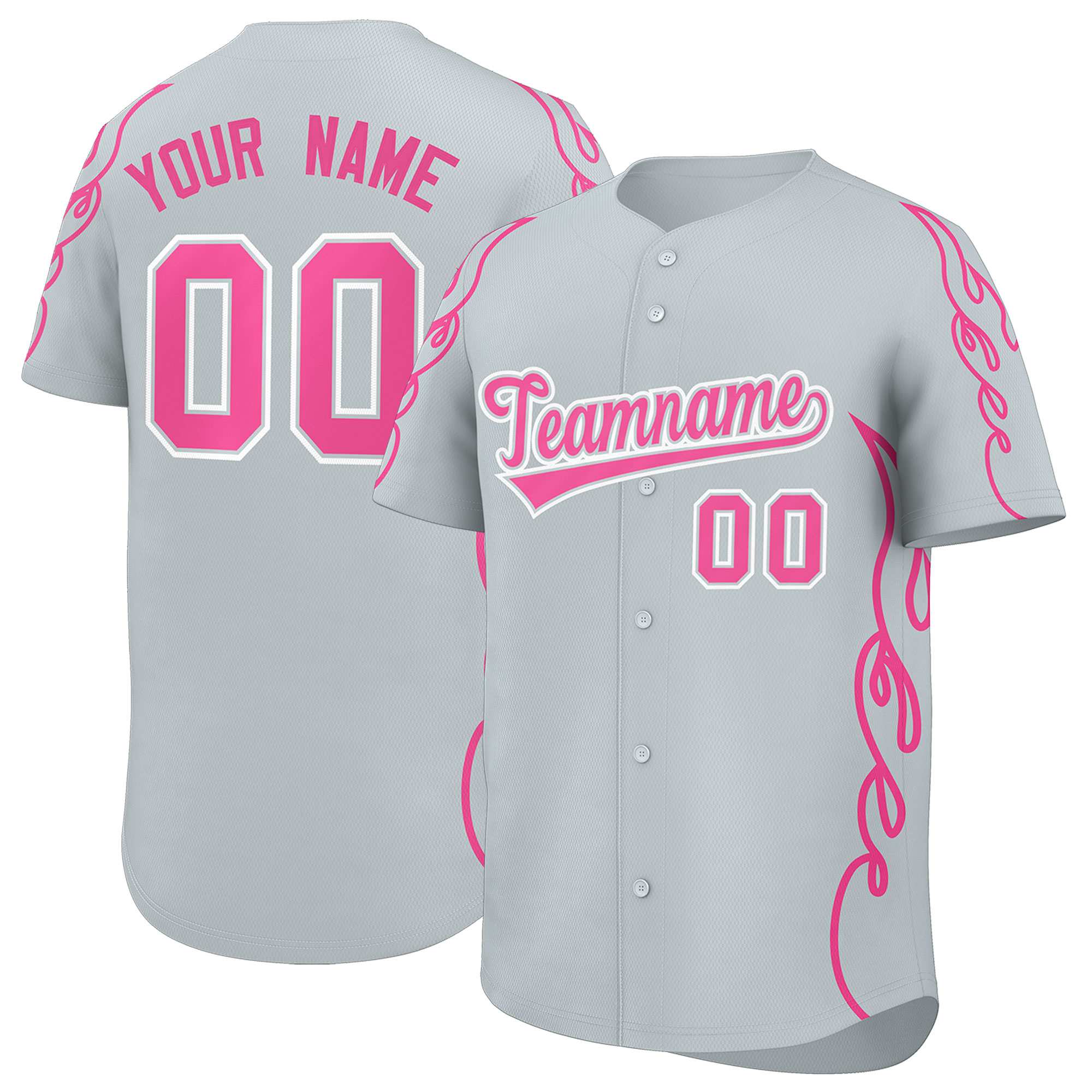 Benutzerdefiniertes Baseball-Trikot mit Seitenflammen-Umrissmuster für Sportuniformen