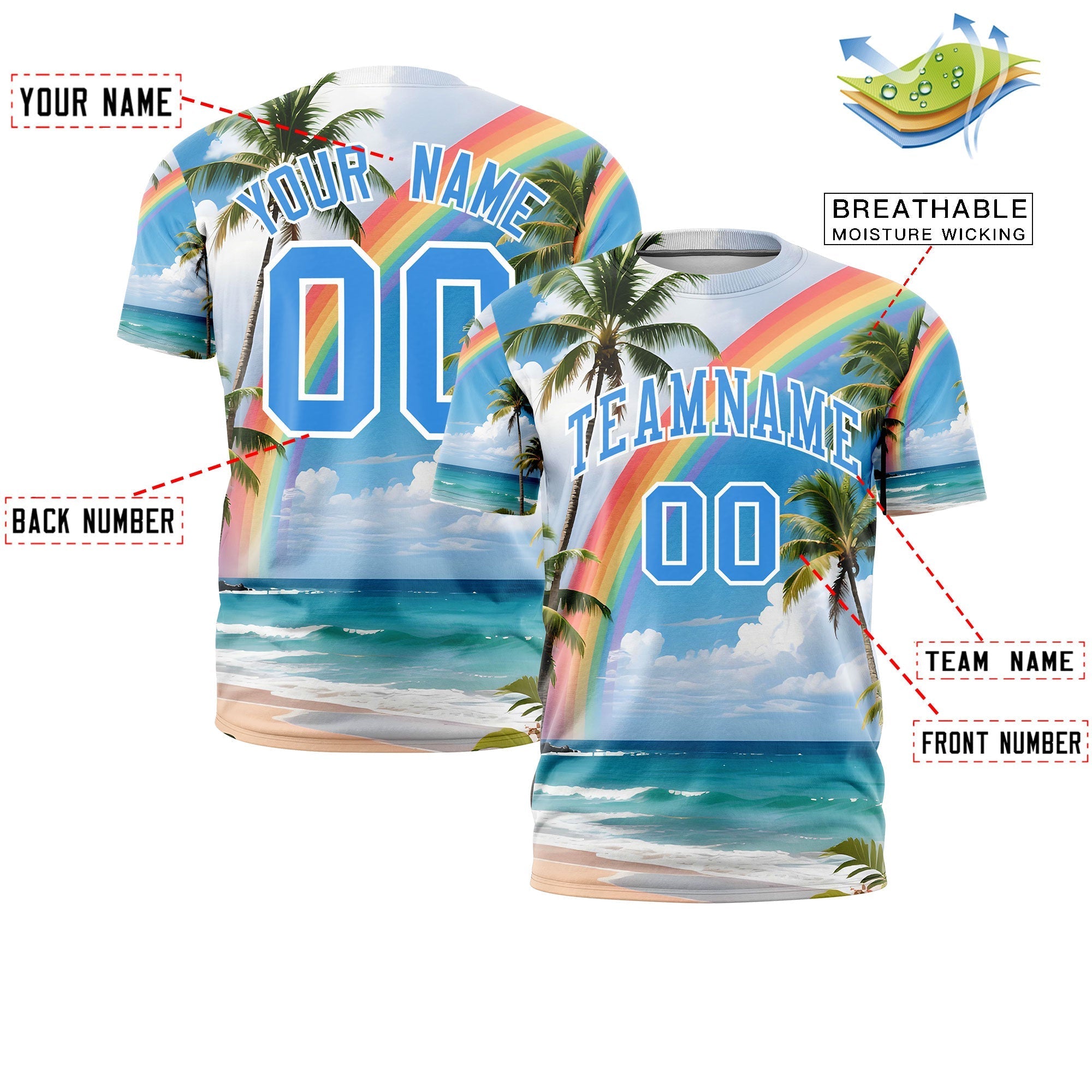 Benutzerdefiniertes T-Shirt im hawaiianischen Stil mit Graffiti-Muster