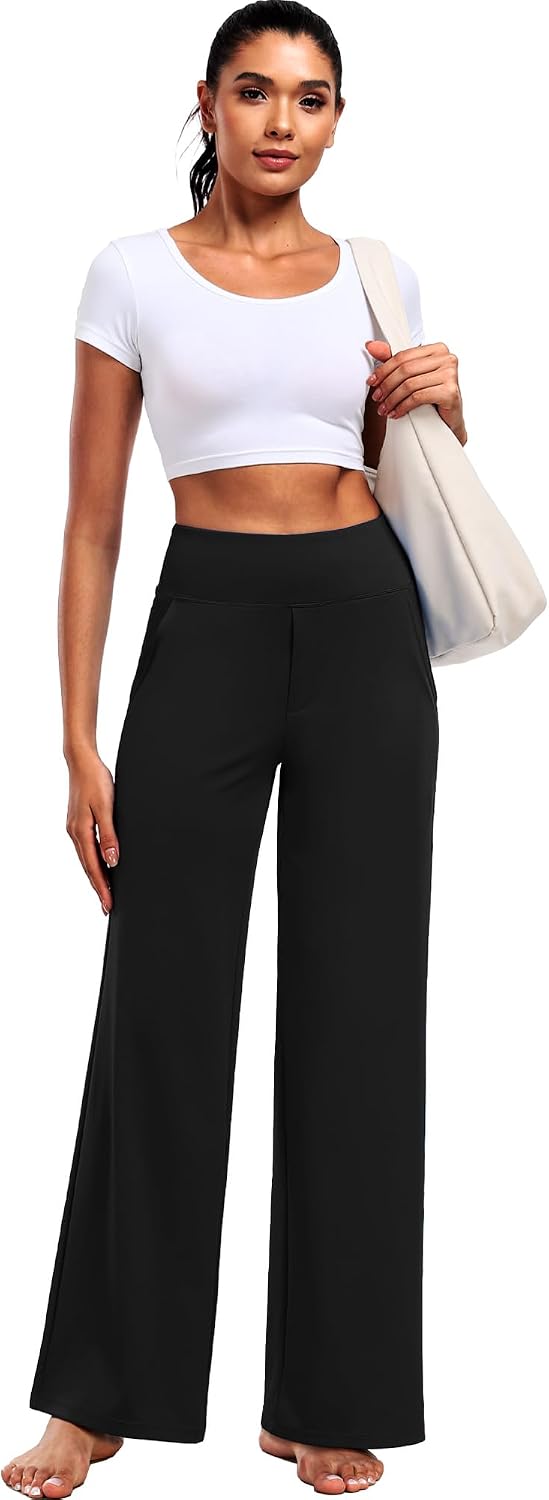 Women's High Waist Wide Leg Yoga Pants with Pockets