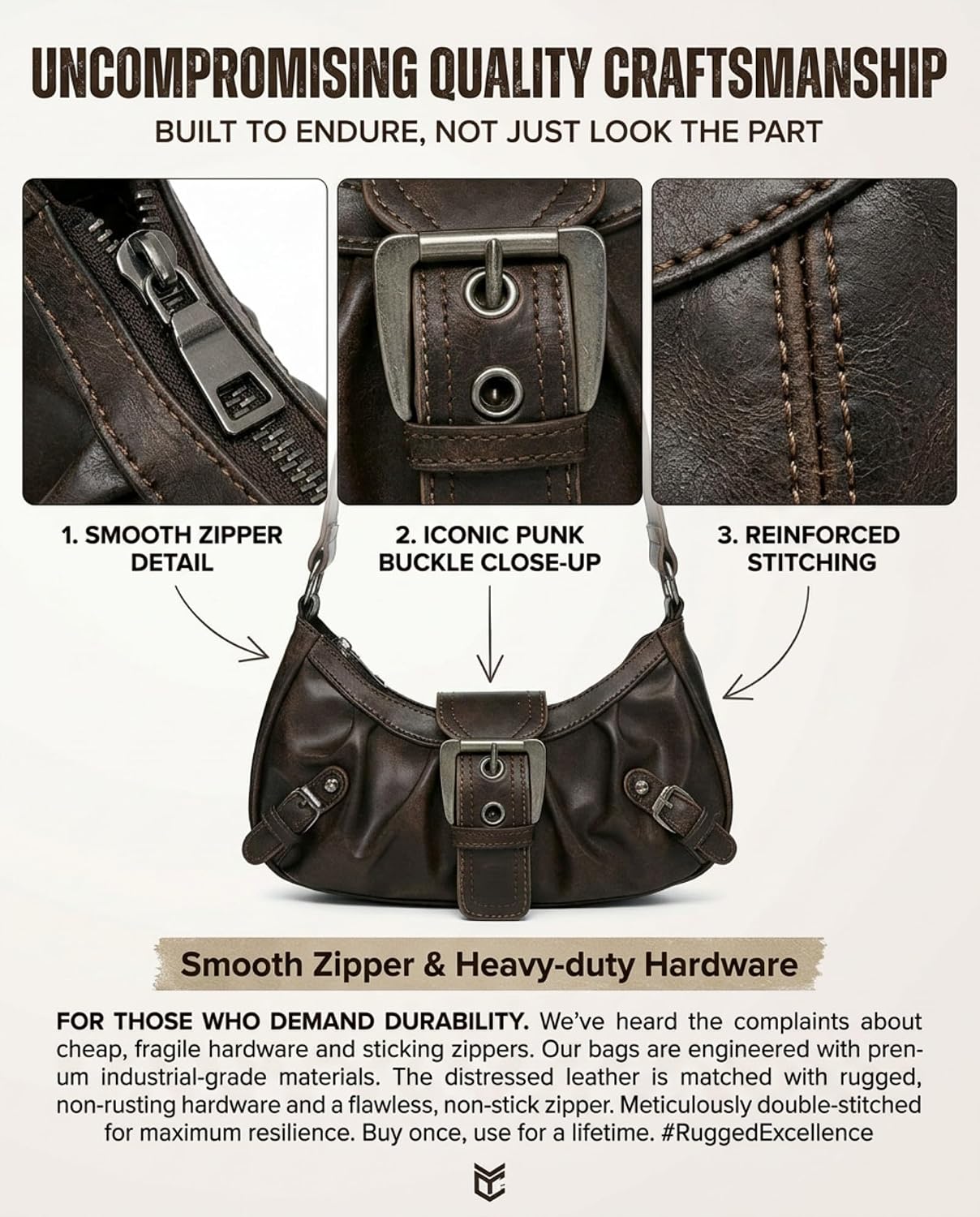 Women's Slouchy PU Leather Hobo Bag with Buckle Brown