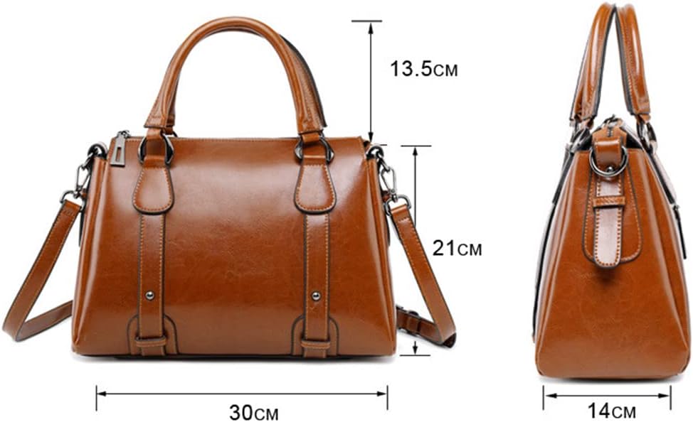Women's Glossy Oil-Tanned Leather Top Handle Satchel Tan Women's Glossy Oil-Tanned Leather Top Handle Satchel Tan