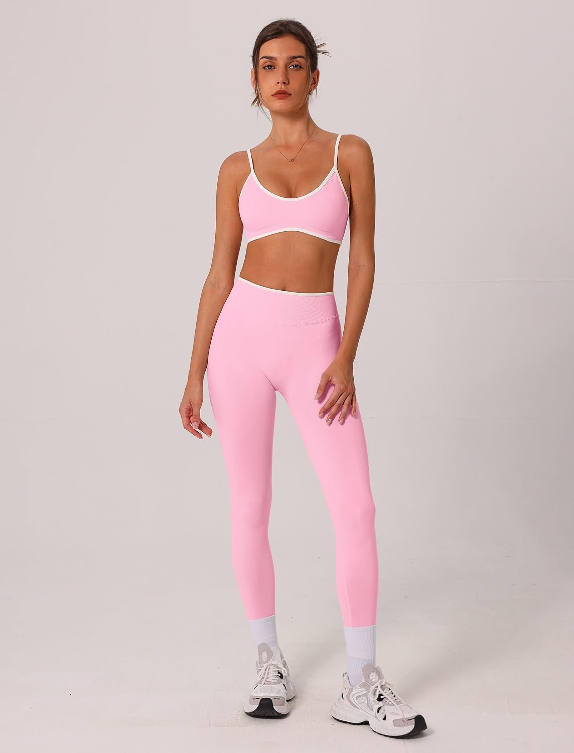 Women's Seamless Workout Set Sports Bra Leggings Pink