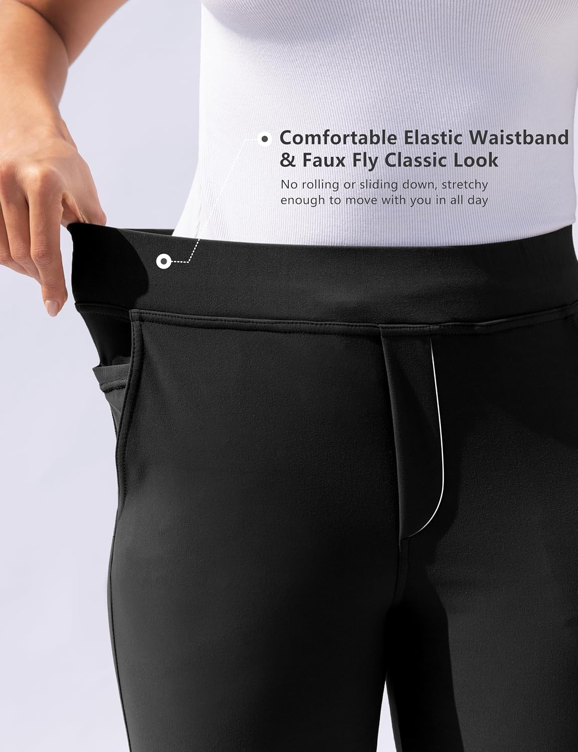 Women's Straight Leg Dress Pants with Pockets Black