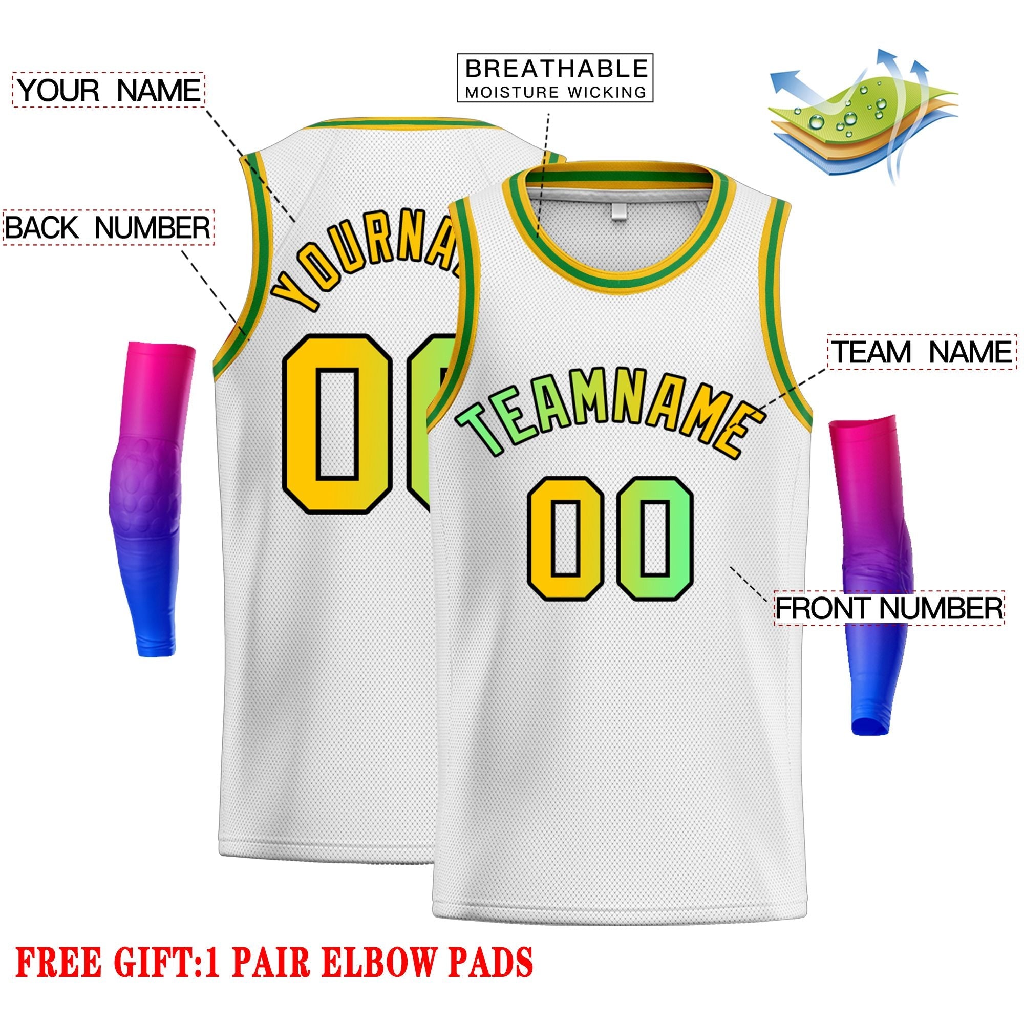 Benutzerdefinierte klassische Tops Schriftarten Farbverlauf Mode Tops Männer Casual Basketball Jersey