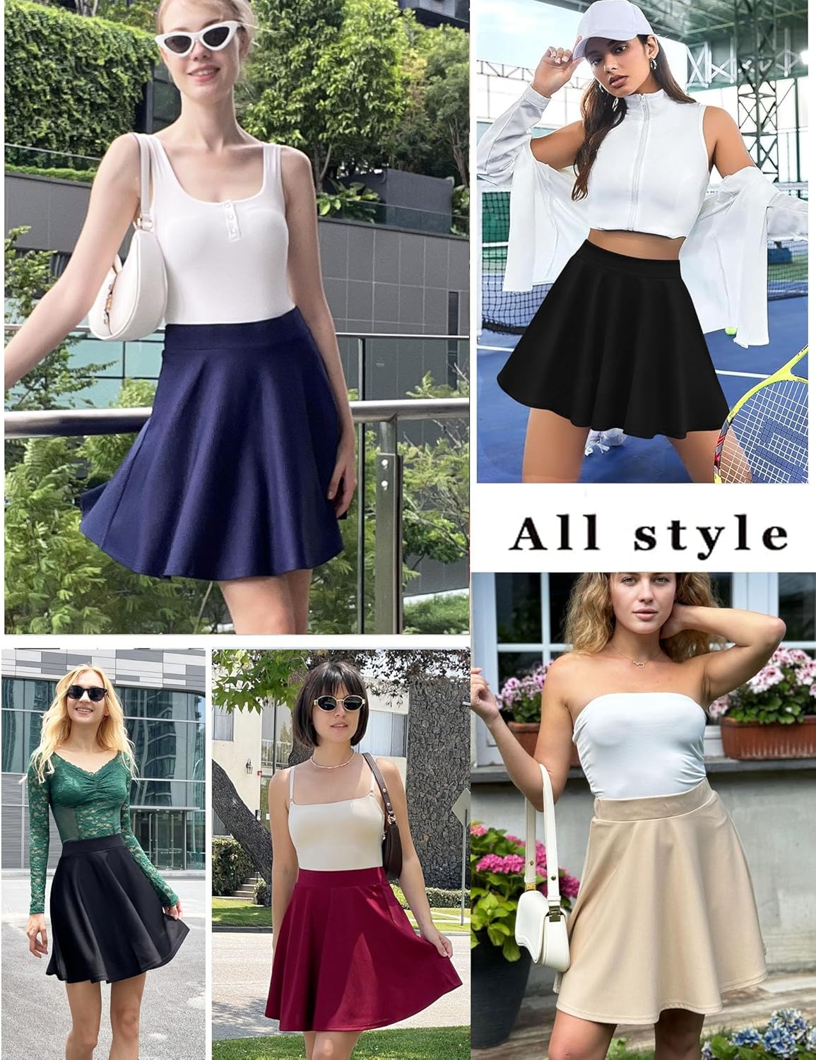 Women's Skirt Basic Mini Skater Summer Skirts Stretchable High Waist A-Line Party Club