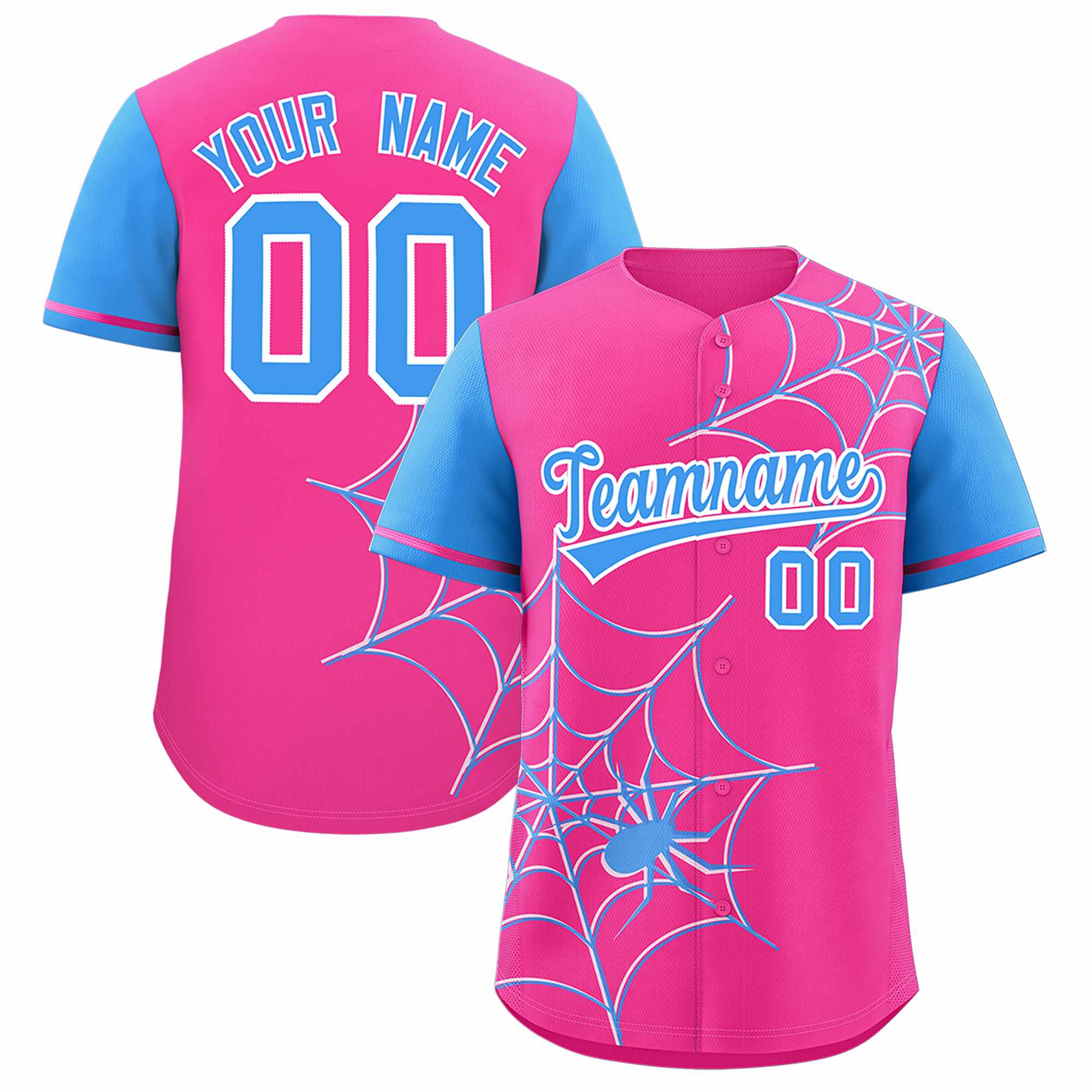 Benutzerdefiniertes Spinnennetz-Muster, Raglanärmel, authentisches Baseball-Trikot