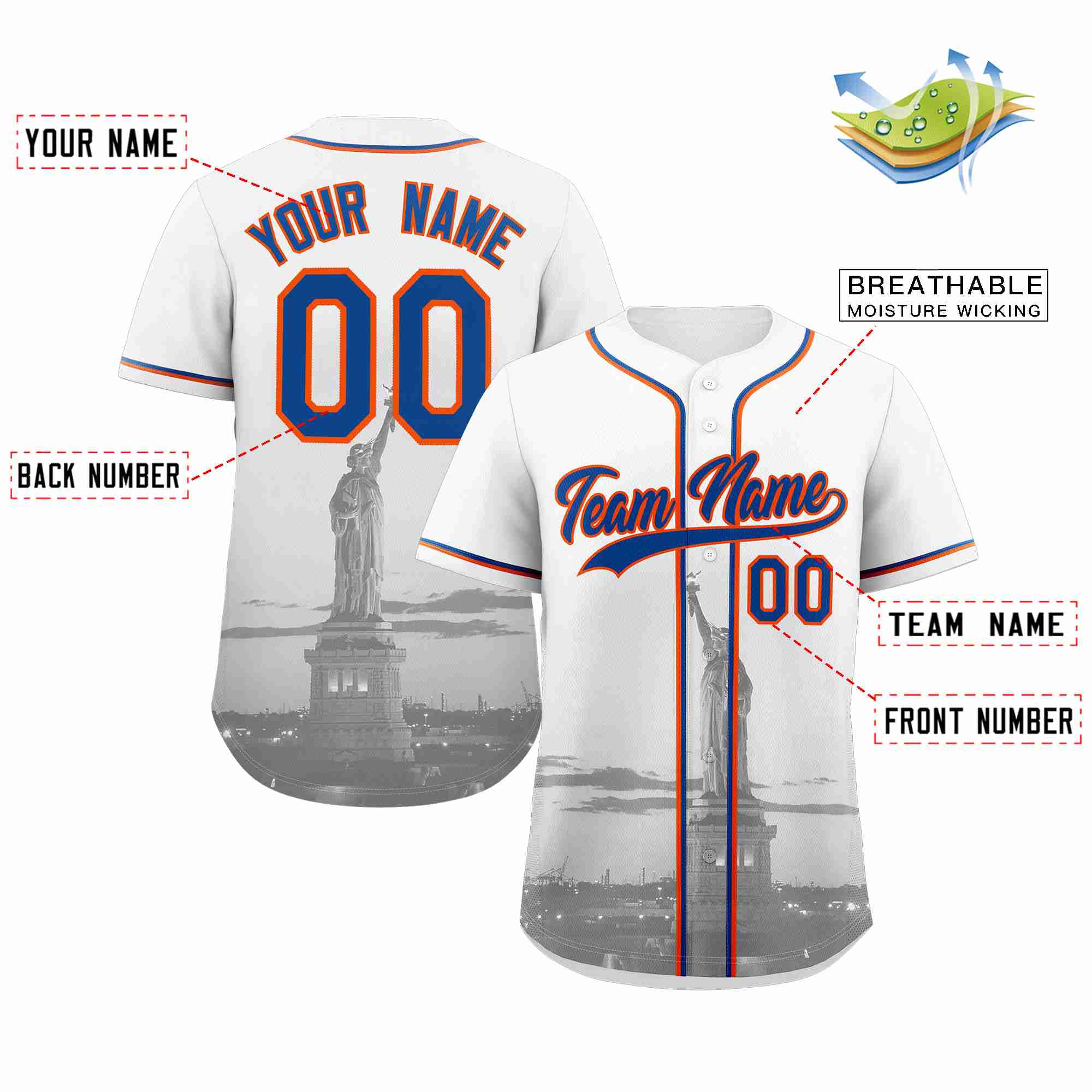 Benutzerdefiniertes New York City Skyline Baseball-Trikot
