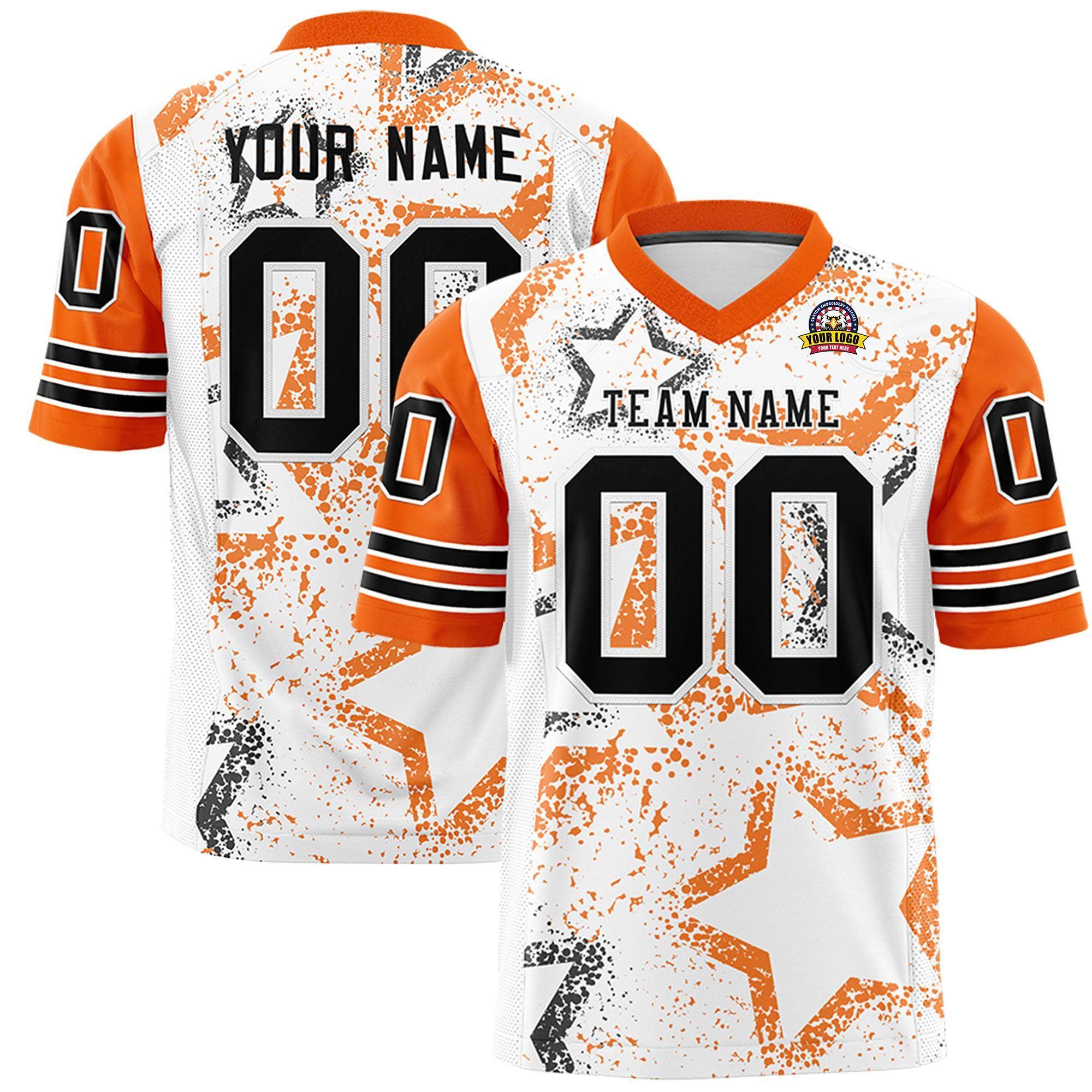 Individuell personalisiertes, authentisches Fußballtrikot mit Sternmuster-Design Individuell personalisiertes, authentisches Fußballtrikot mit Sternmuster-Design