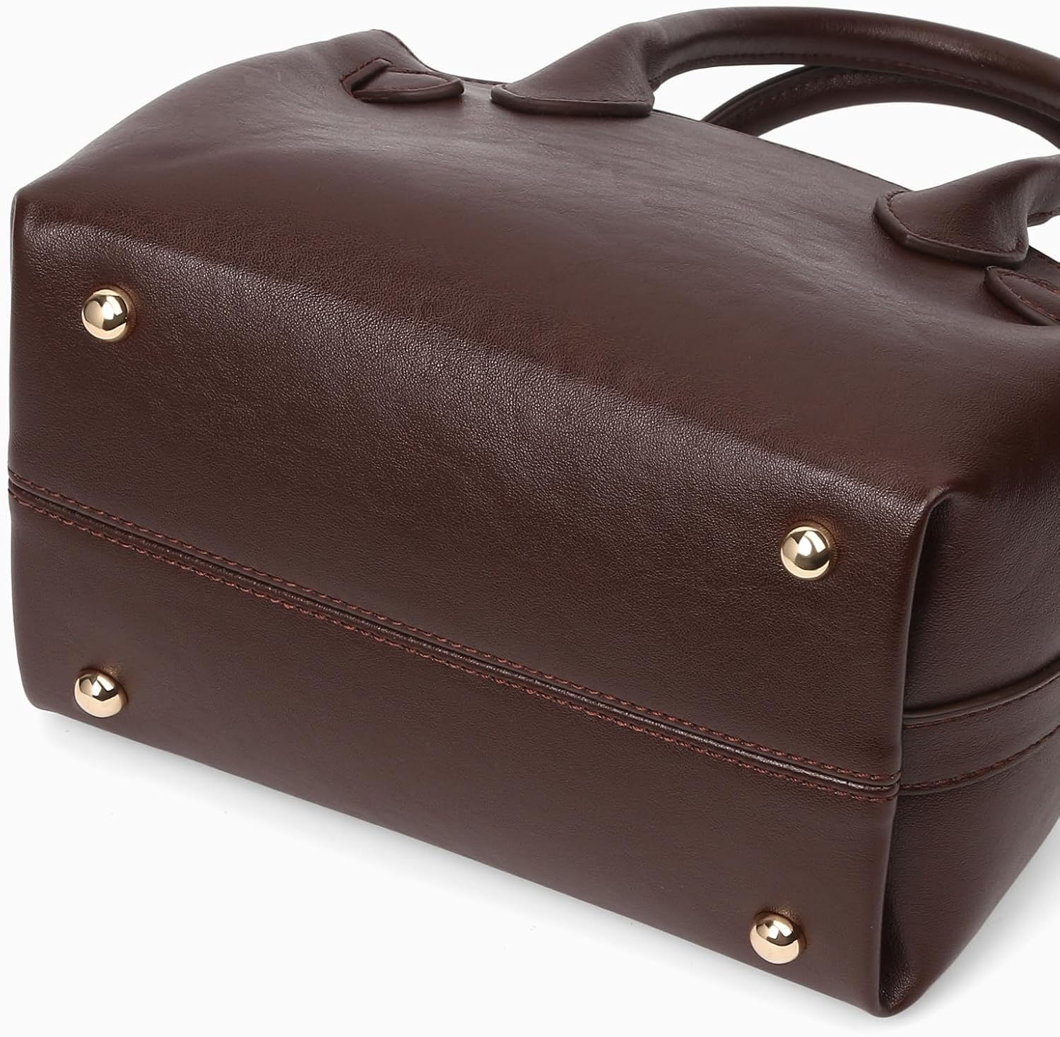 Women's Mini Vegan Leather Doctor Handbag, Brown Women's Mini Vegan Leather Doctor Handbag, Brown