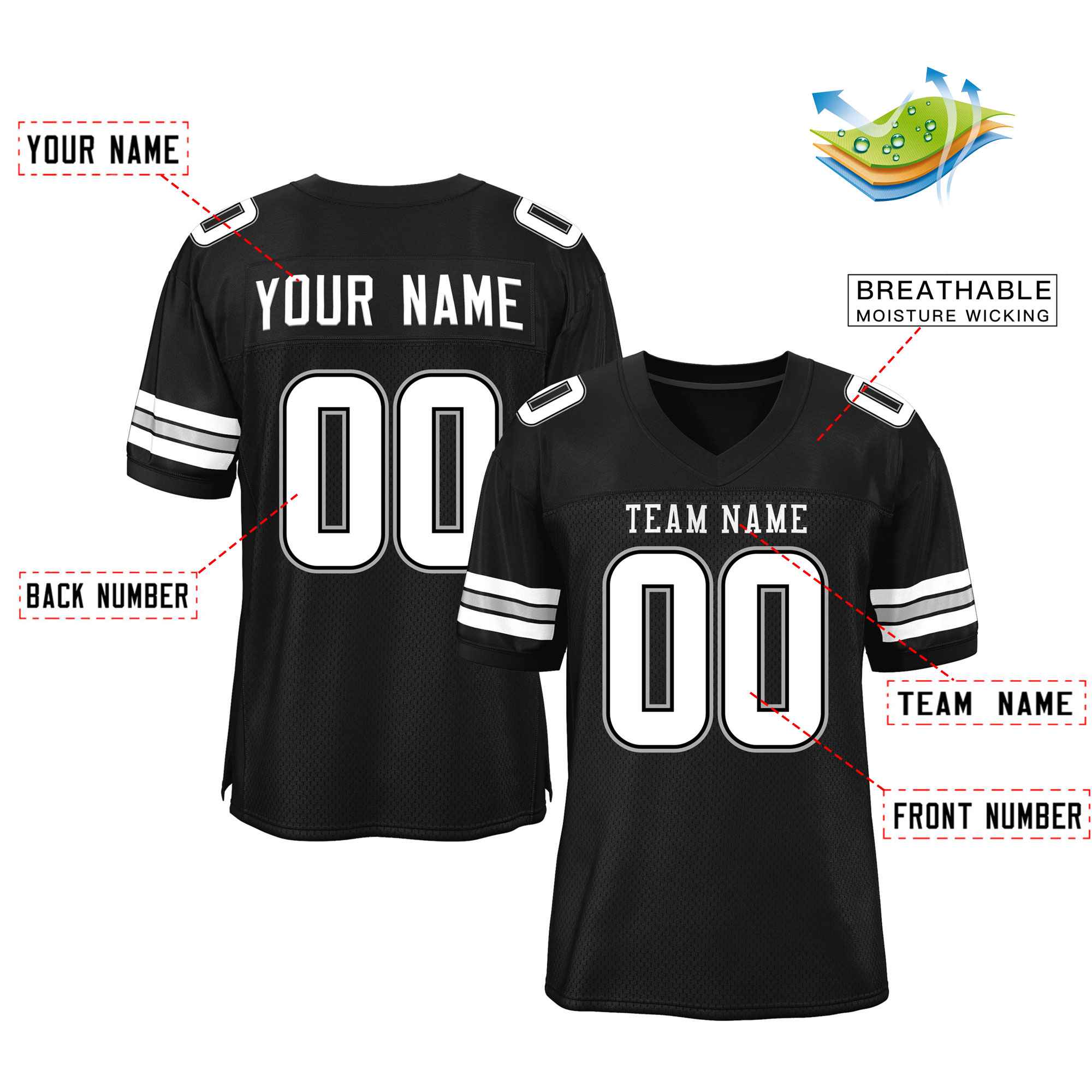 Maßgeschneidertes authentisches Mesh-Fußballtrikot im klassischen Stil