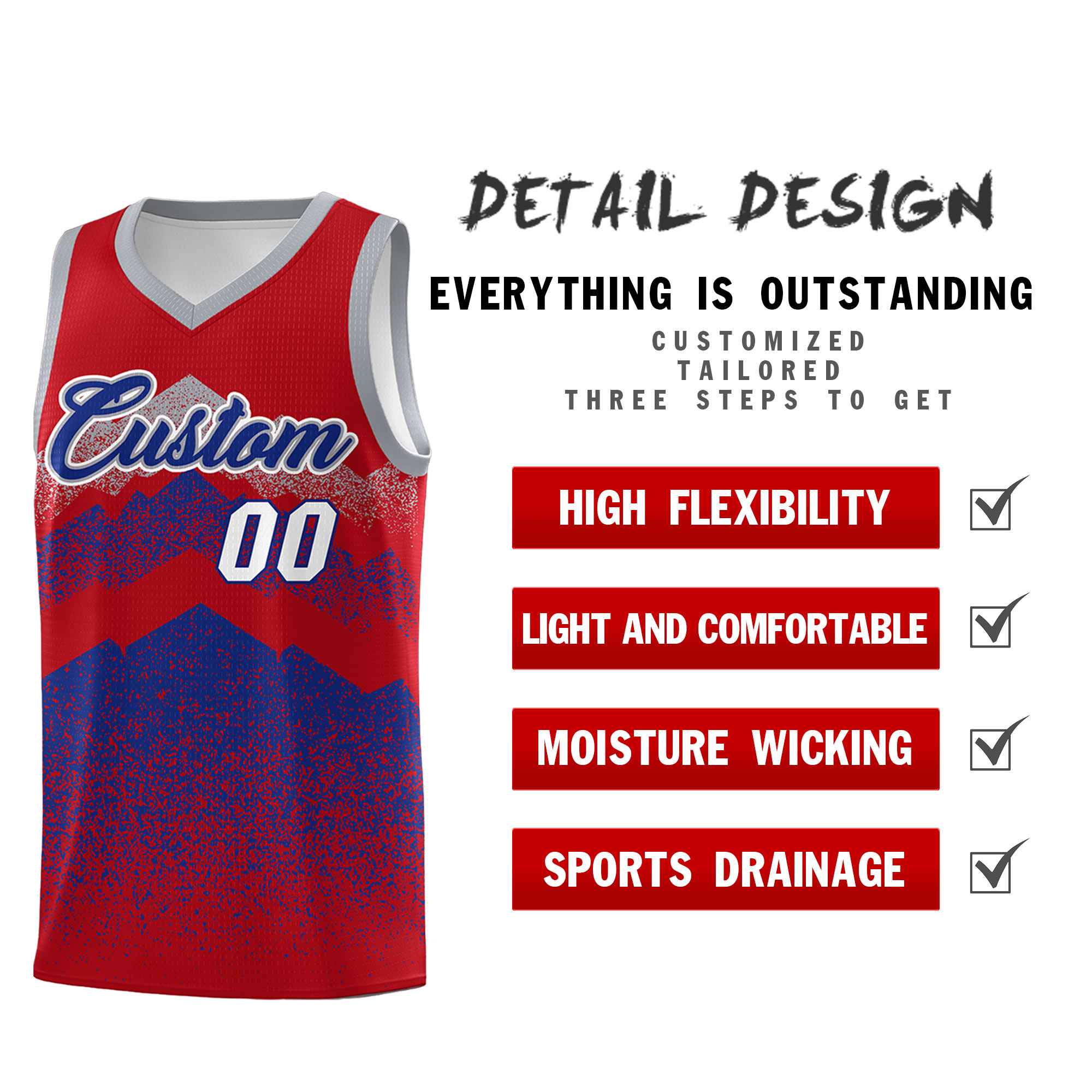 Benutzerdefiniertes Mountain Fade Drapable Gradient Fashion Uniform-Basketballtrikot
