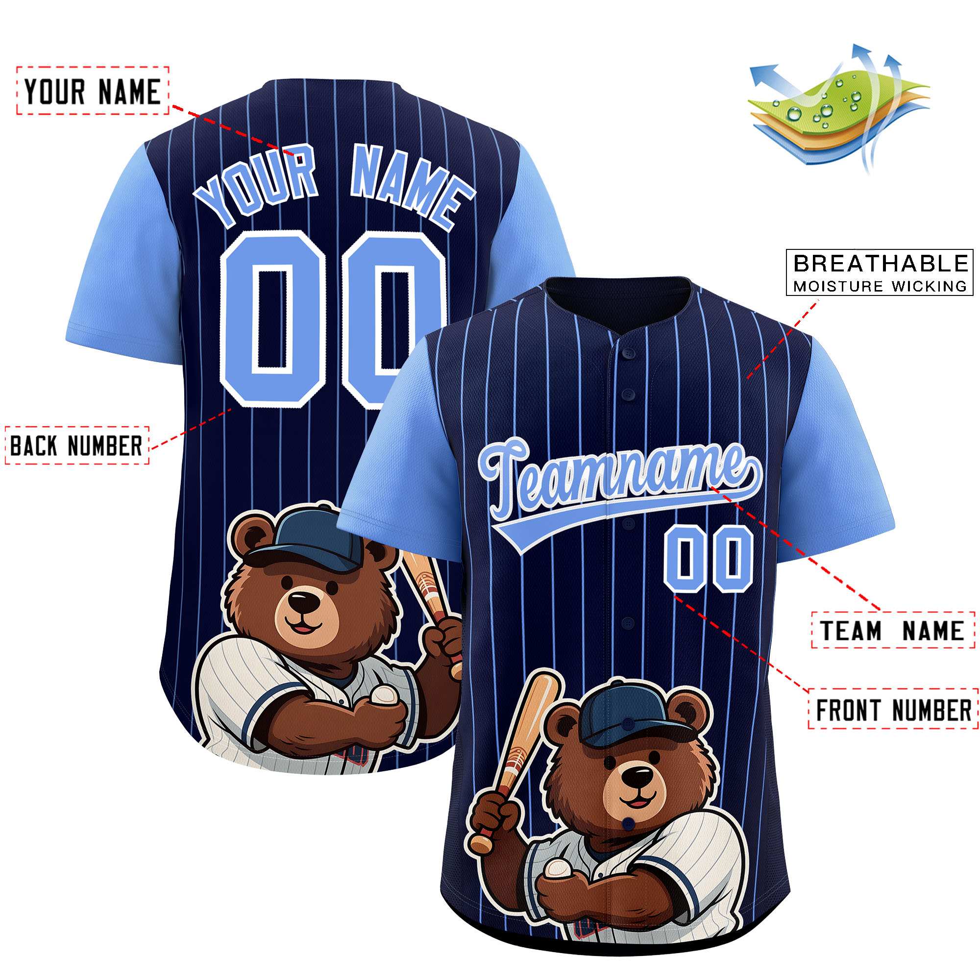 Authentisches Baseball-Trikot mit individuellem Streifen-Tiere-Graffiti-Muster, Raglanärmeln Authentisches Baseball-Trikot mit individuellem Streifen-Tiere-Graffiti-Muster, Raglanärmeln