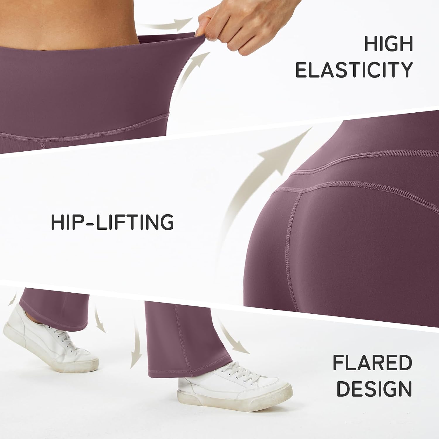 Women's High Waisted Bootcut Yoga Pants Flare Mauve