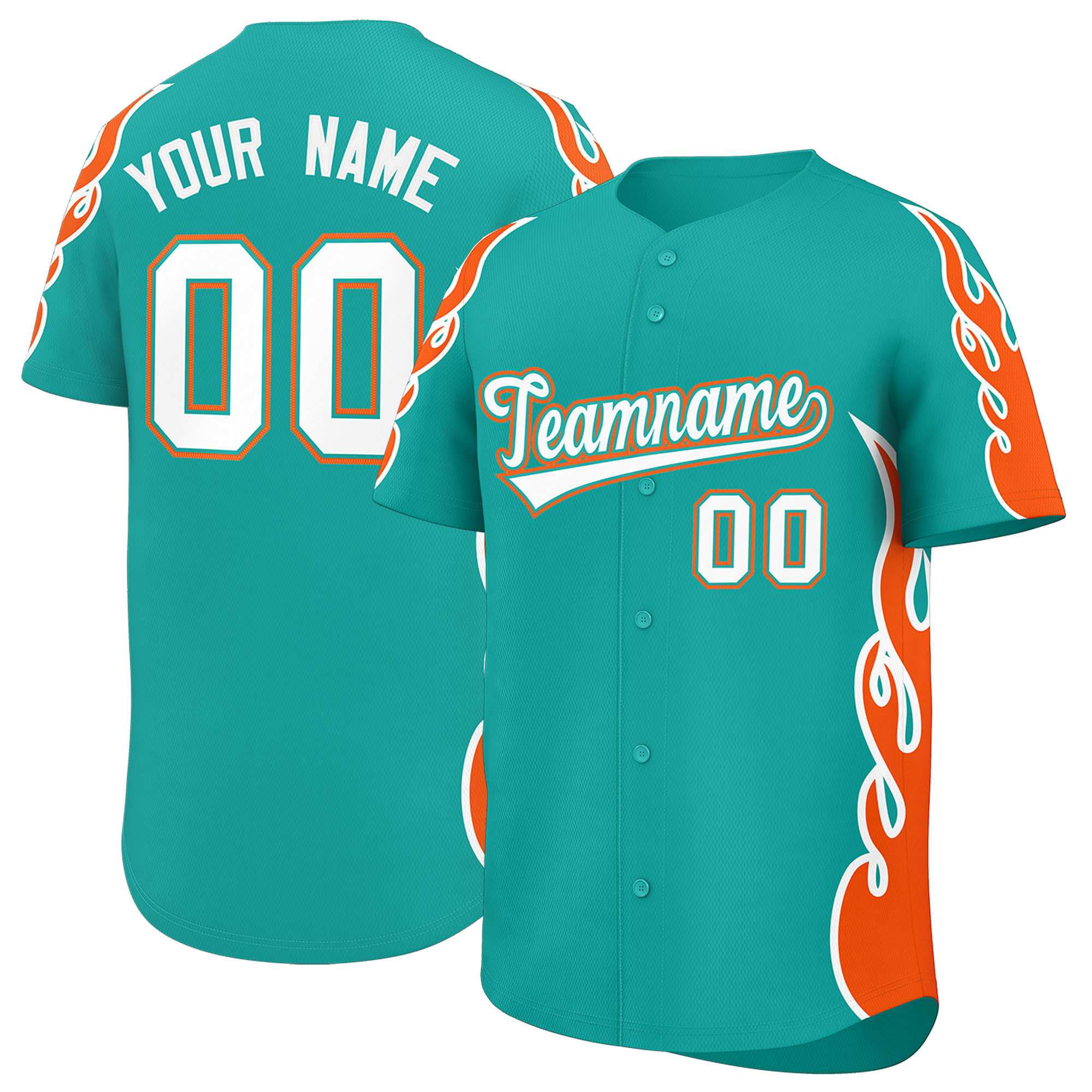 Benutzerdefiniertes Baseball-Trikot mit Seitenflammen-Umrissmuster für Sportuniformen