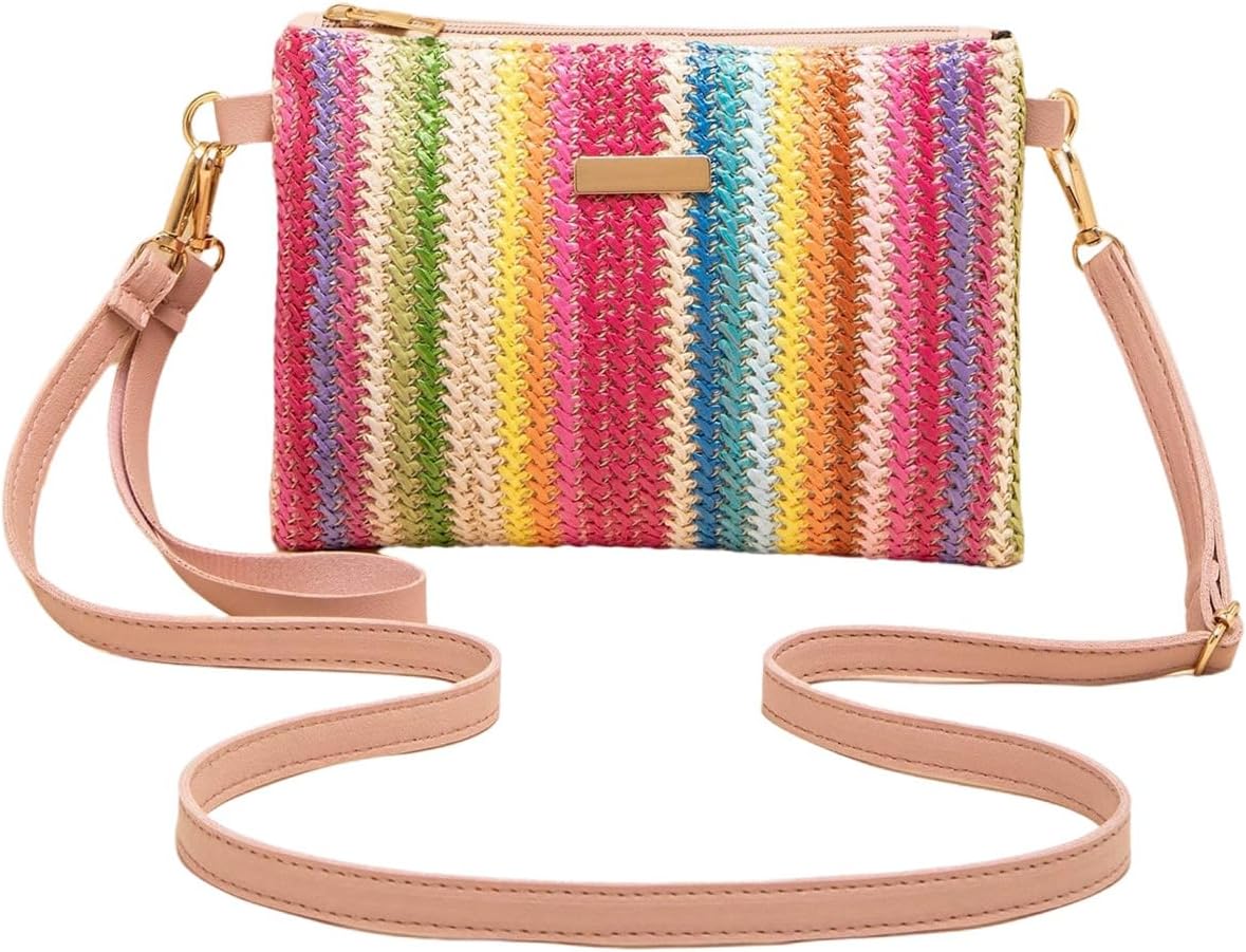 Women's Multicolor Woven Striped Crossbody Bag