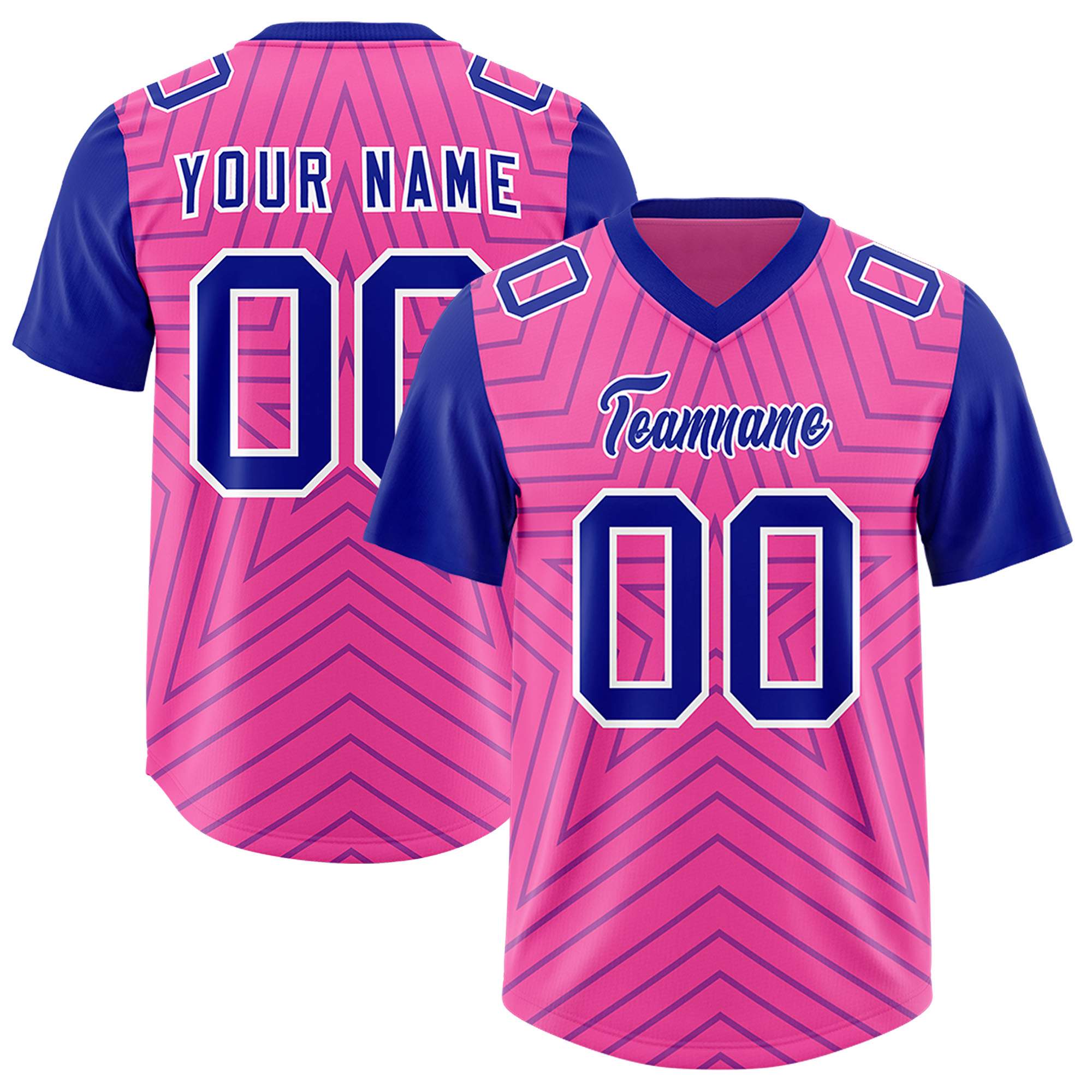 Individuell personalisiertes, authentisches Fußballtrikot mit Raglanärmeln und Sternenmuster