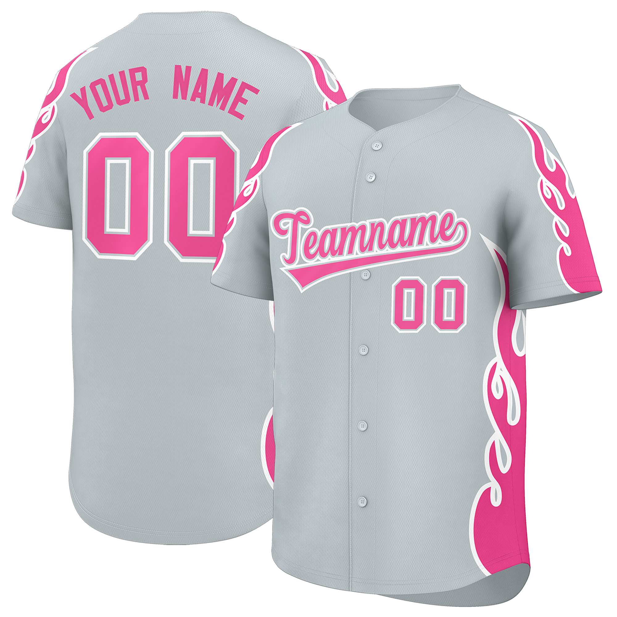 Benutzerdefiniertes Baseball-Trikot mit Seitenflammen-Umrissmuster für Sportuniformen
