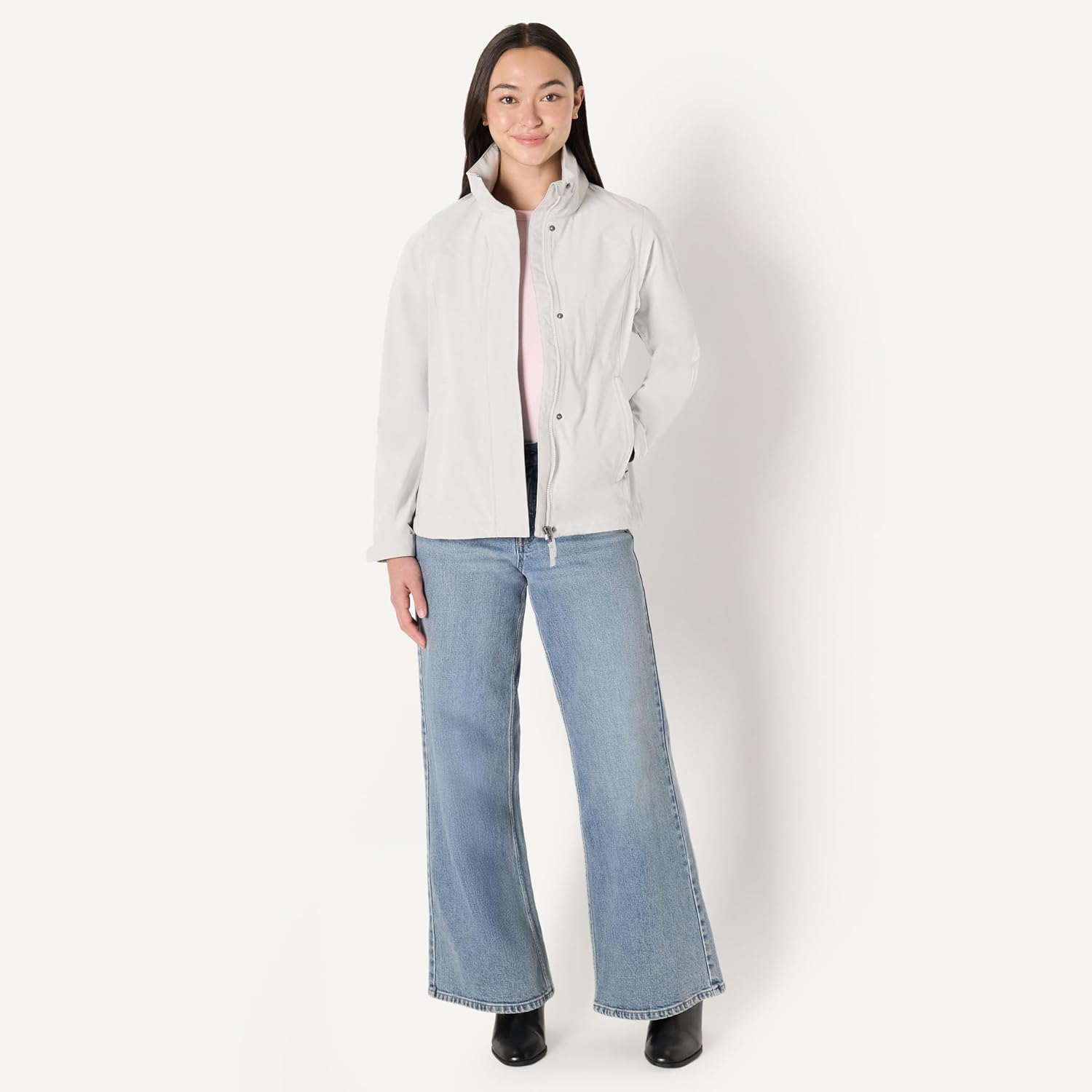 Women's Waterproof Hooded Rain Jacket Eggshell White