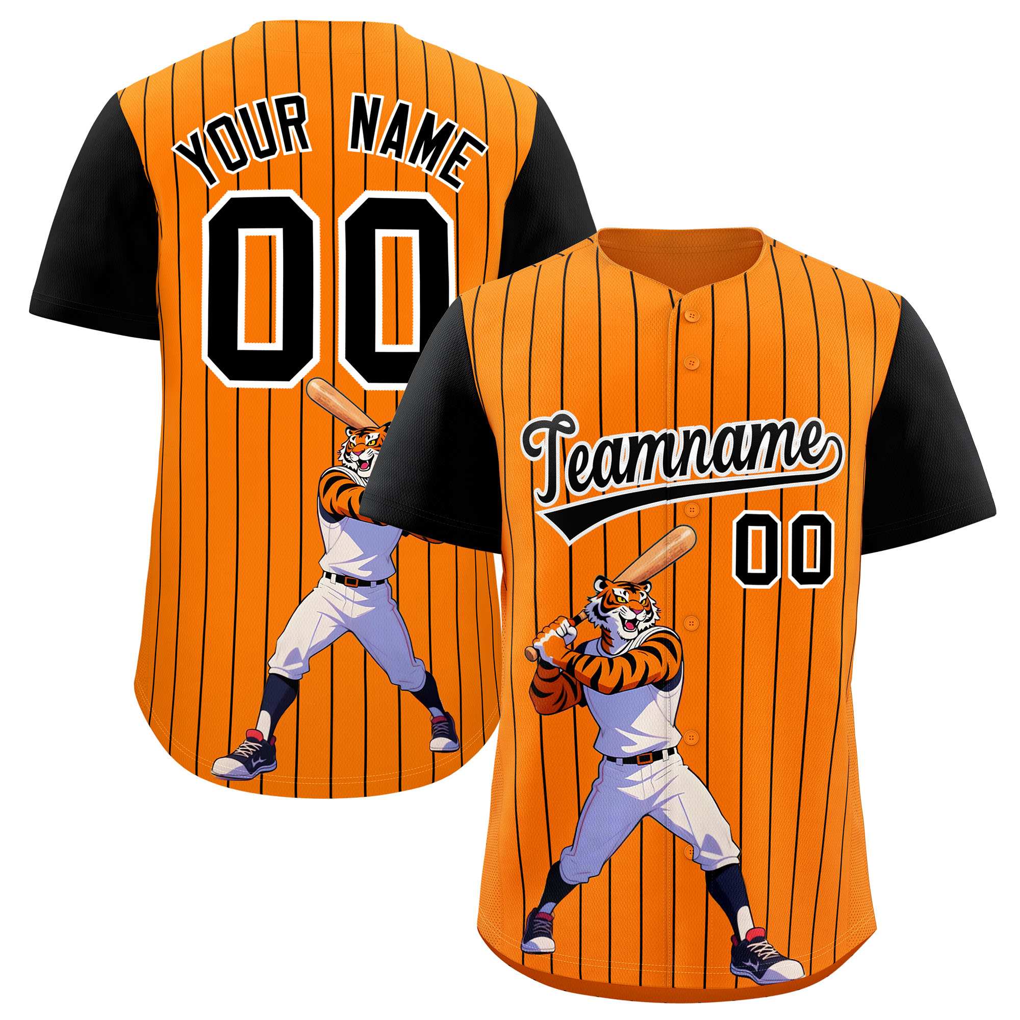 Authentisches Baseball-Trikot mit individuellem Streifen-Tiere-Graffiti-Muster, Raglanärmeln Authentisches Baseball-Trikot mit individuellem Streifen-Tiere-Graffiti-Muster, Raglanärmeln