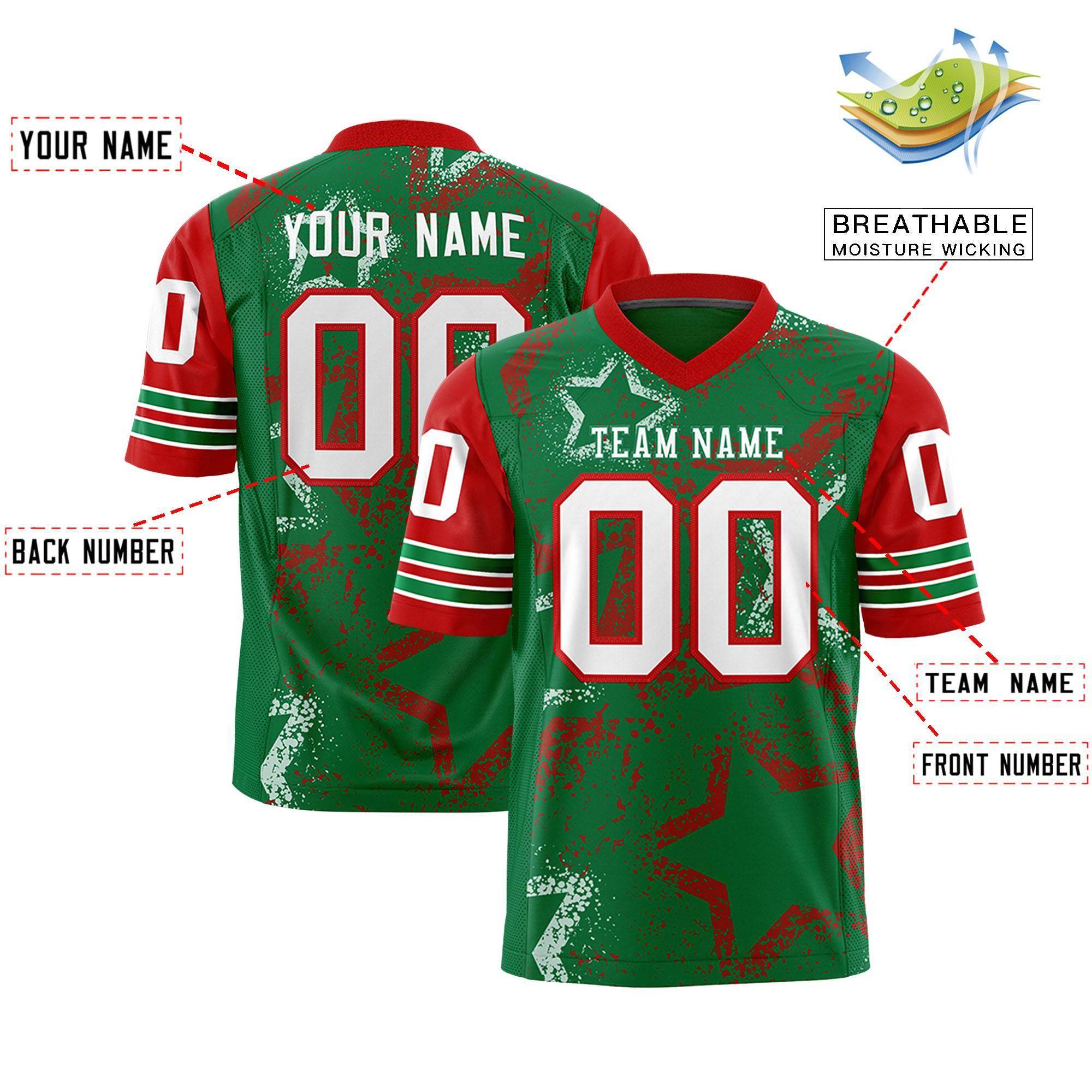 Individuell personalisiertes, authentisches Fußballtrikot mit Sternmuster-Design Individuell personalisiertes, authentisches Fußballtrikot mit Sternmuster-Design